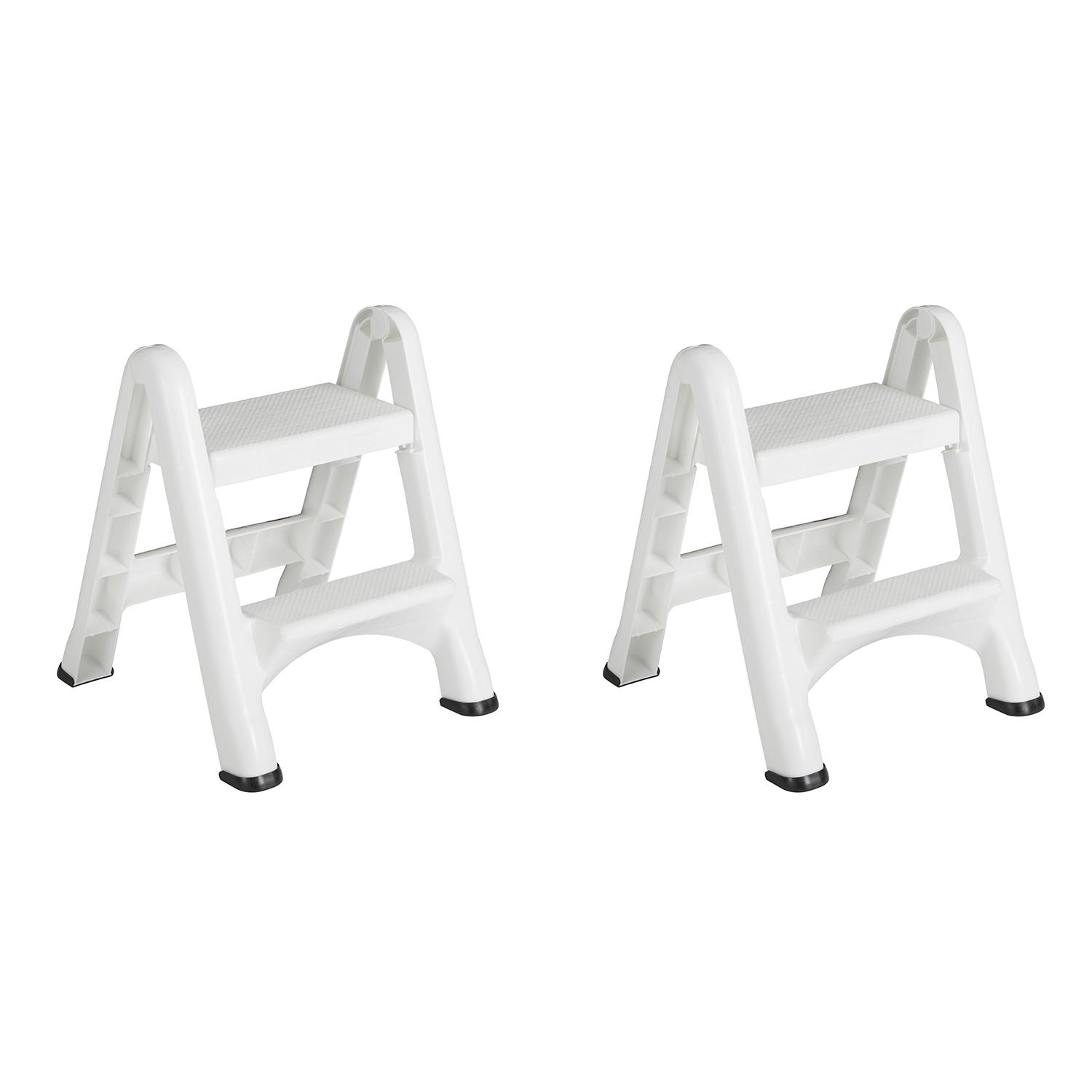 White 2 Pack Rubbermaid EZ Two Step Durable Folding Plastic Ladder Step Stool 