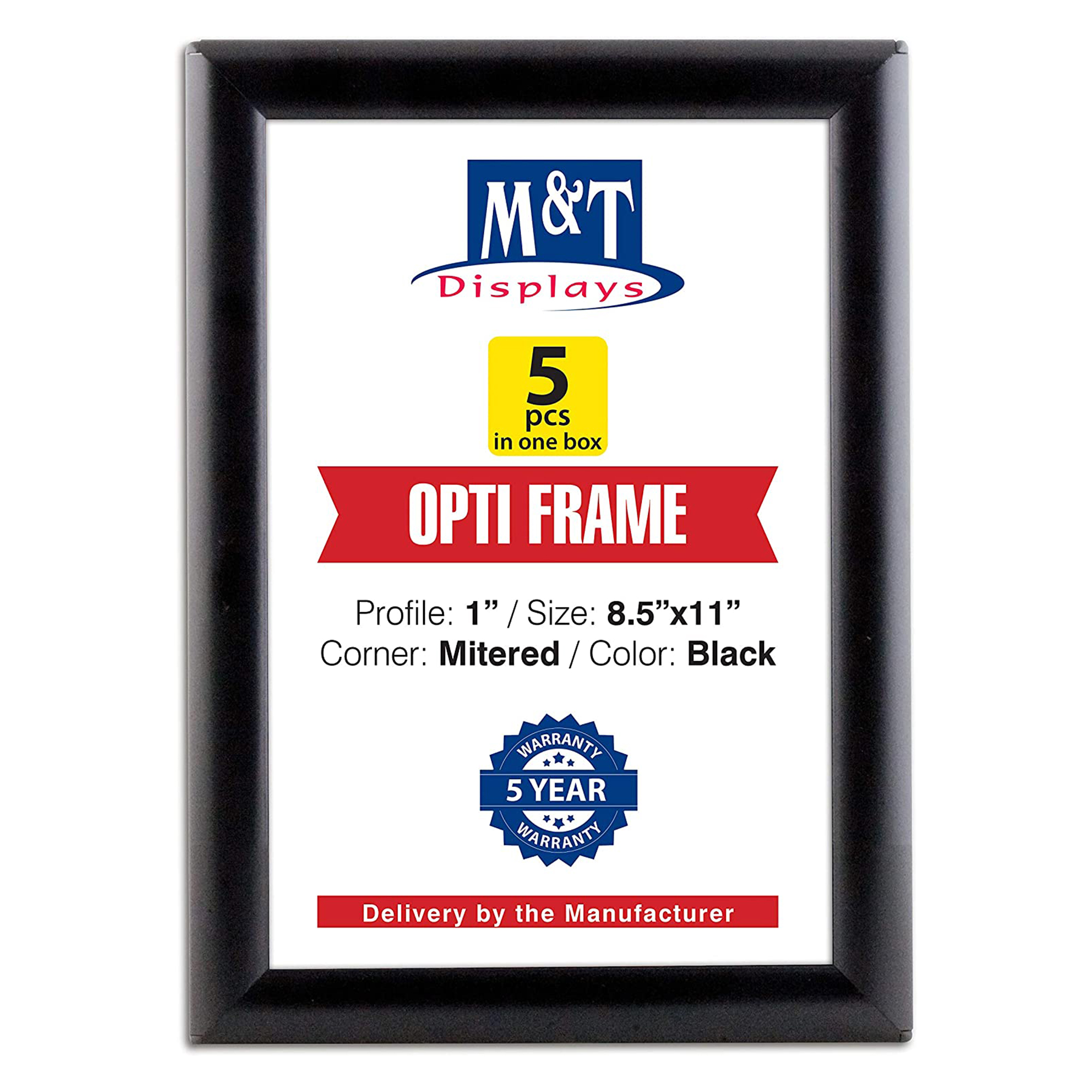 M&T Displays Opti Frame 8.5 x 11 In Wall Mount Front Loading Display