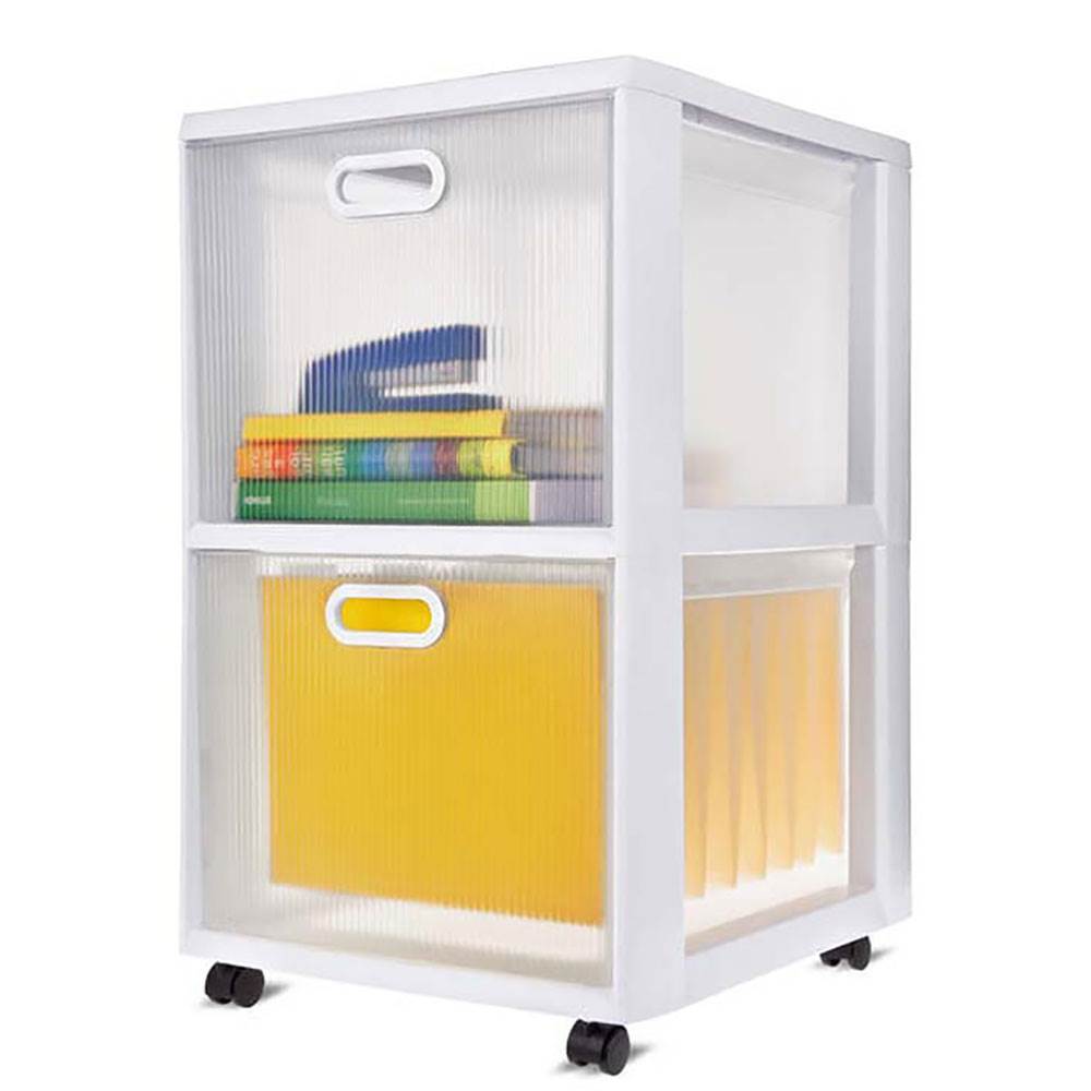 Sterilite 36208002 Ultra 2 Drawer Portable Rolling Storage Cart, White