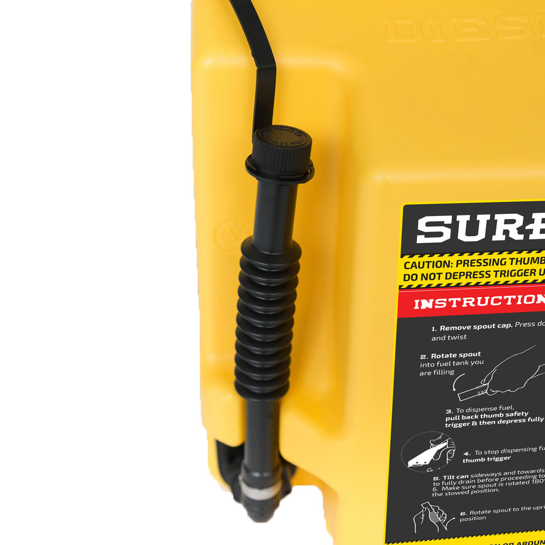 SureCan 5 Gallon 19 Liter Diesel Fuel Can w/ Rotating Spout, Yellow