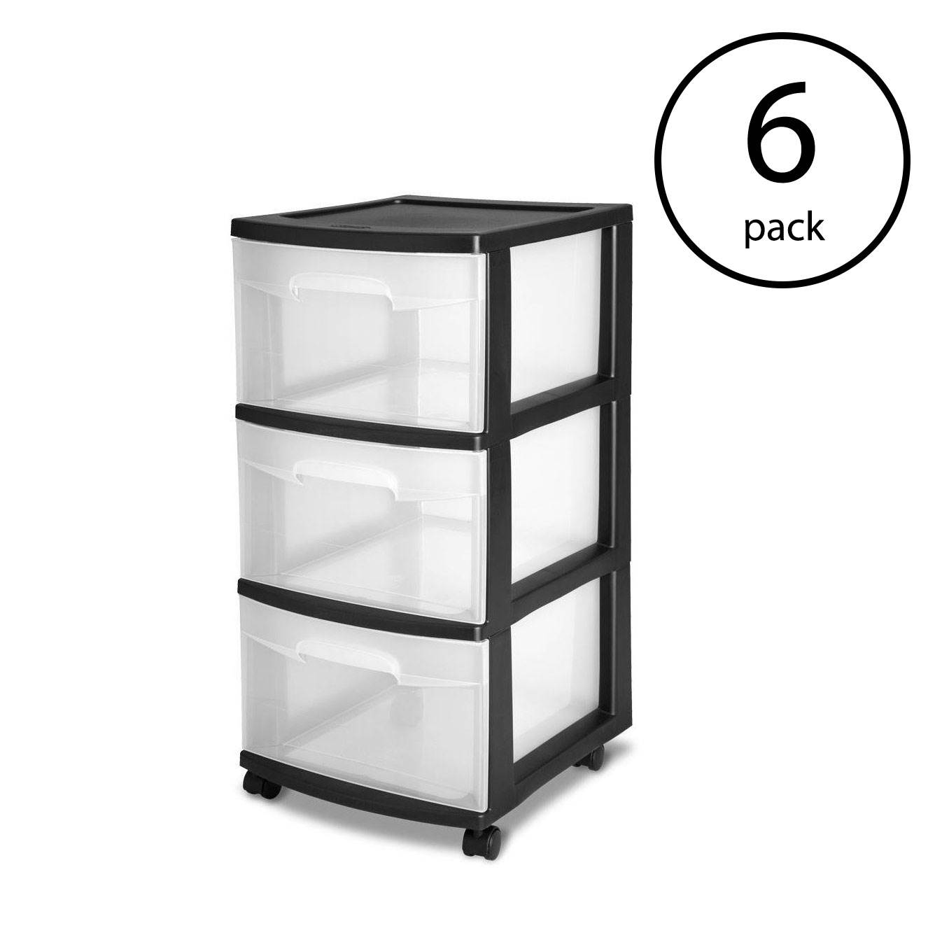 Sterilite Deep Closet Drawers
 - Sterilite 3 Drawer Storage Cart With Clear Drawers And Black Frame 6 Pack Ebay