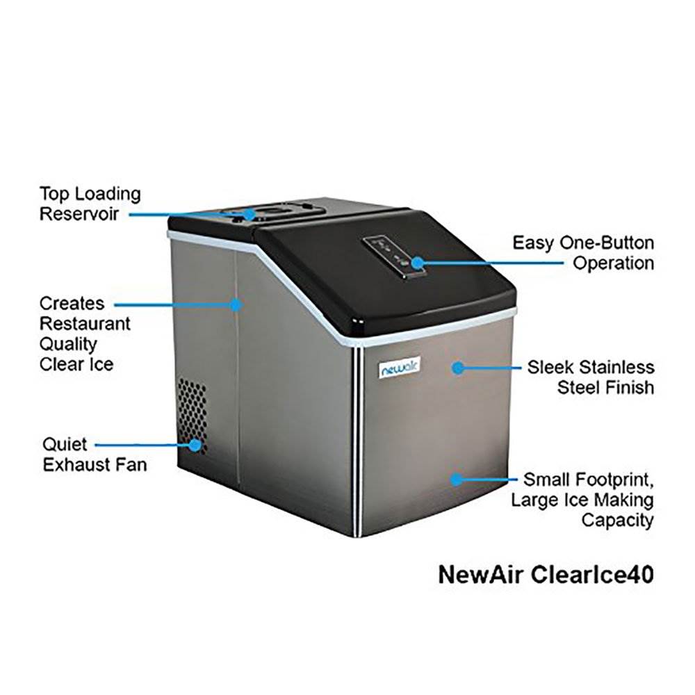 NewAir Portable Countertop Clear Ice Maker Machine, Stainless Steel