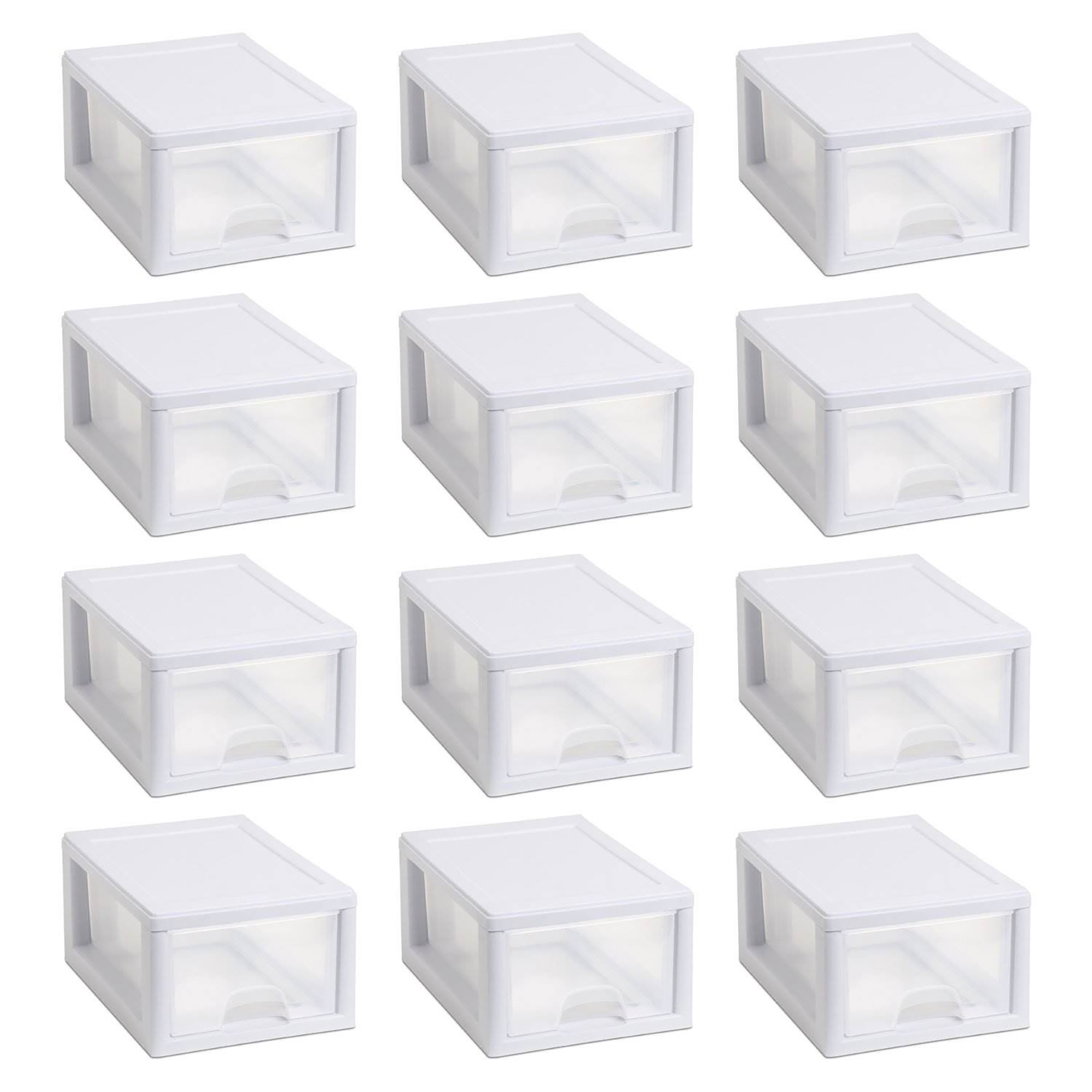 Sterilite Clear Plastic Stackable Small Drawer Storage System 12