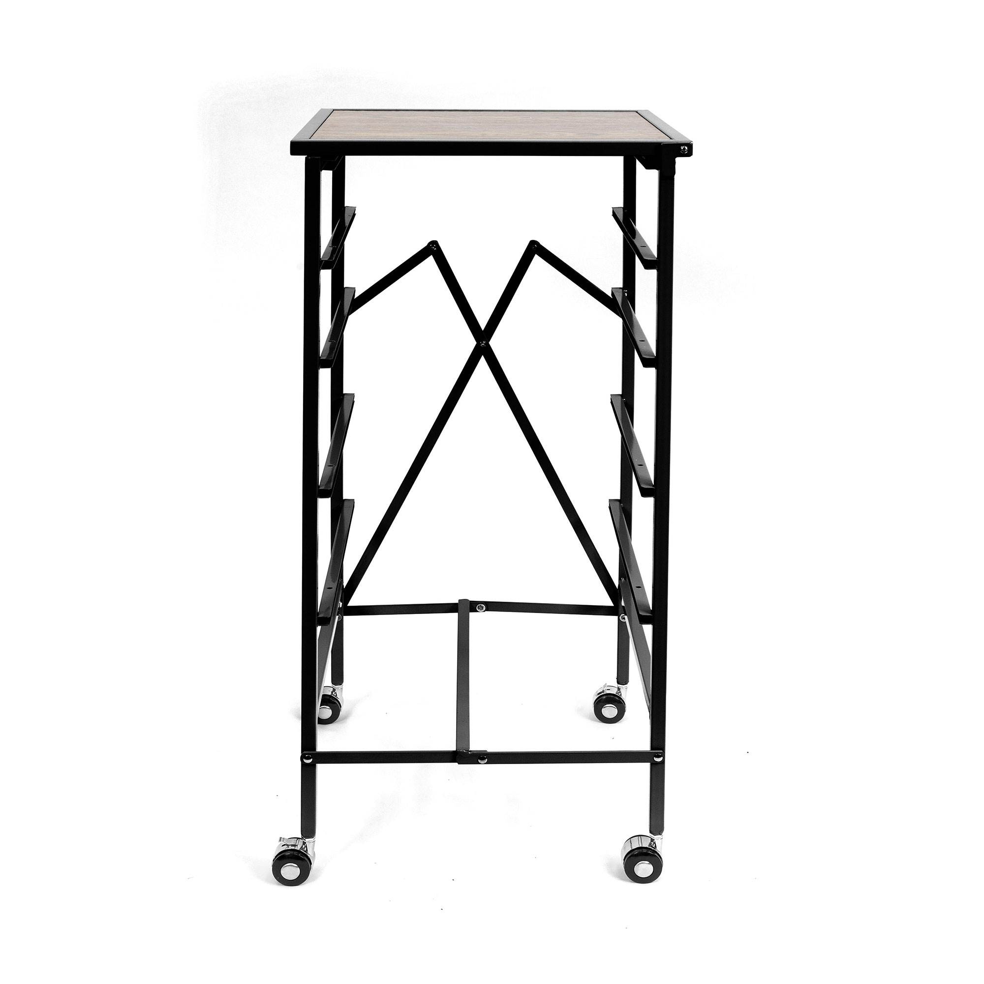 Origami Wheeled Folding Steel 5 Drawer Mesh Storage Kitchen Cart Wood