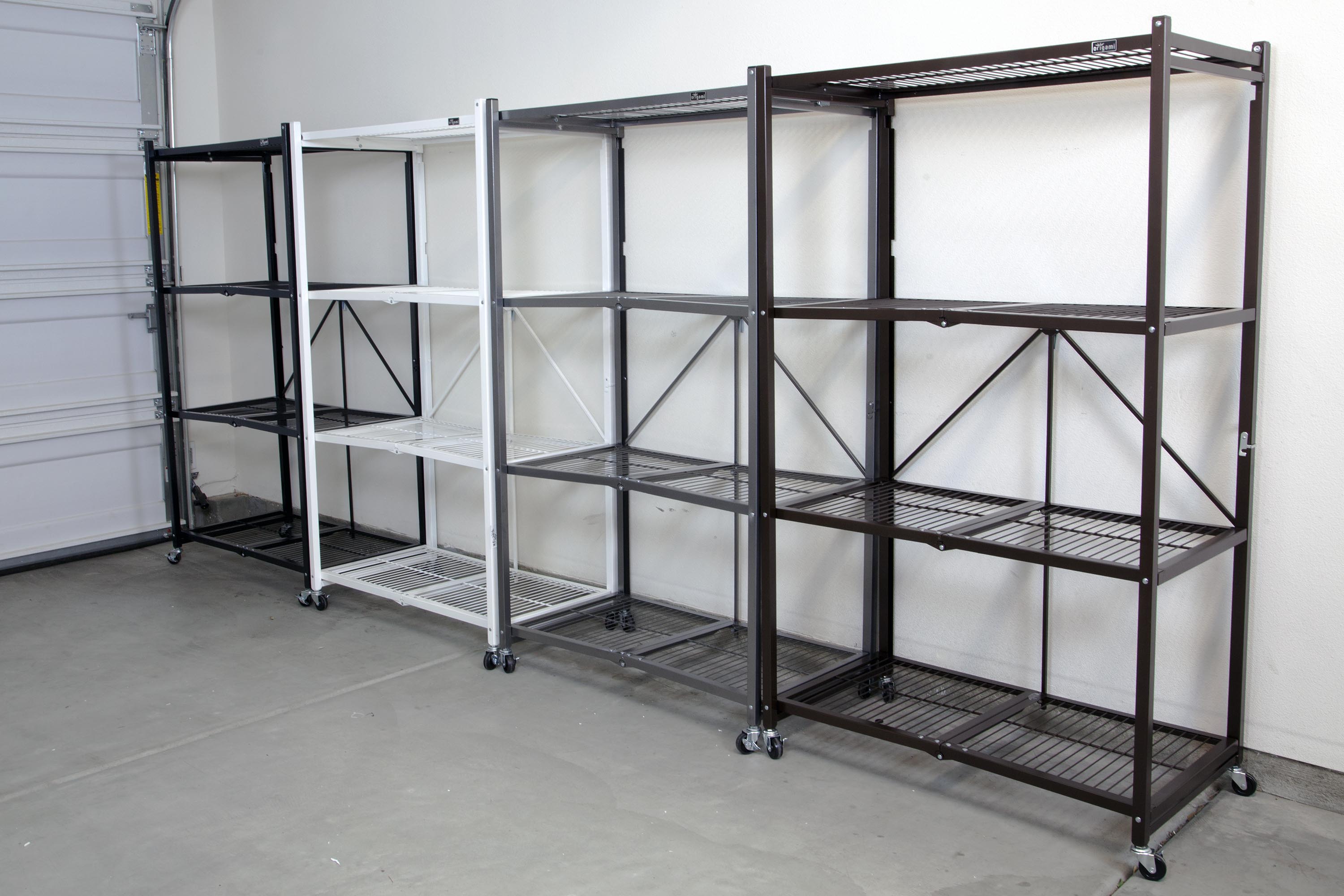 Origami Wheeled 4-Shelf Folding Steel Wire Shelving, White (Used