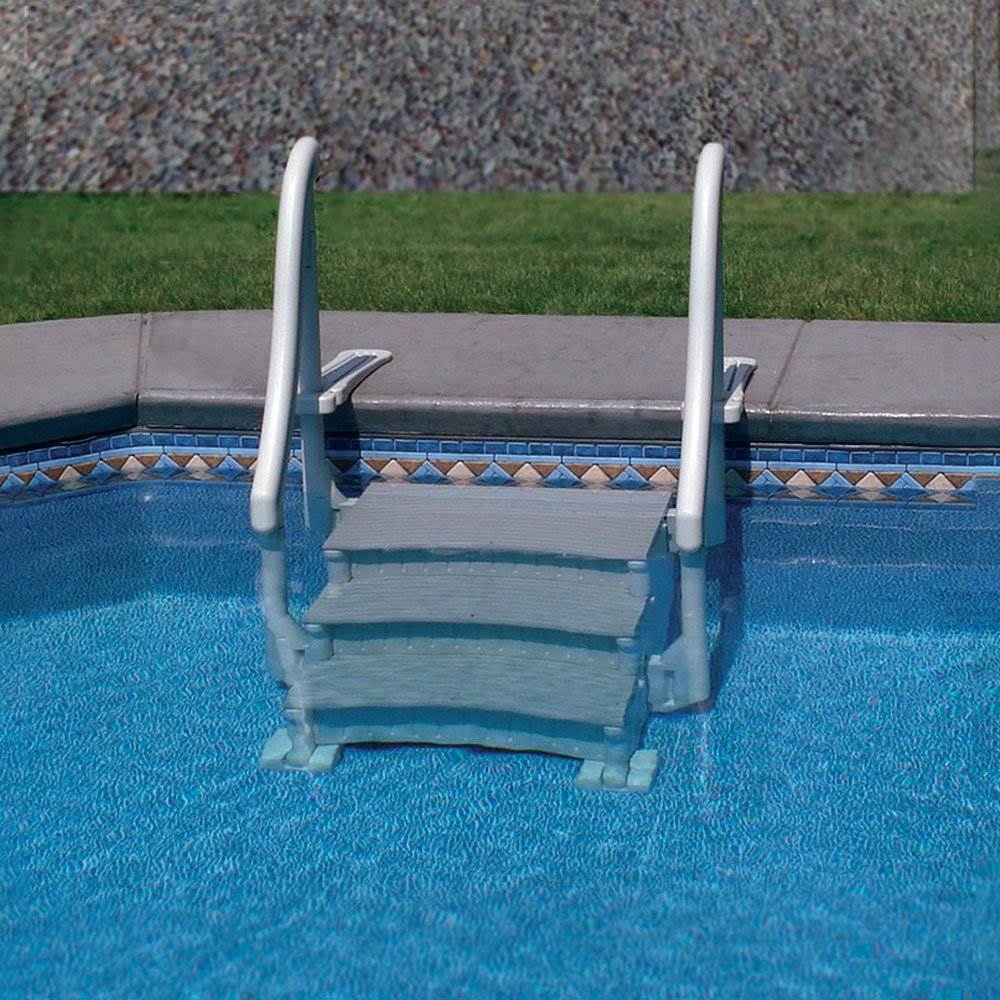 Confer Gray Inground Swimming Pool Grand Entry Curve Steps Stairs ...