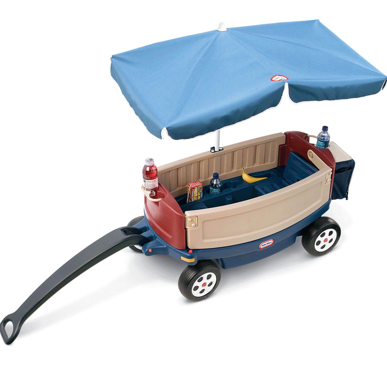 Little Tikes Deluxe Ride & Relax Toy Pull Wagon w/ Umbrella & Cooler
