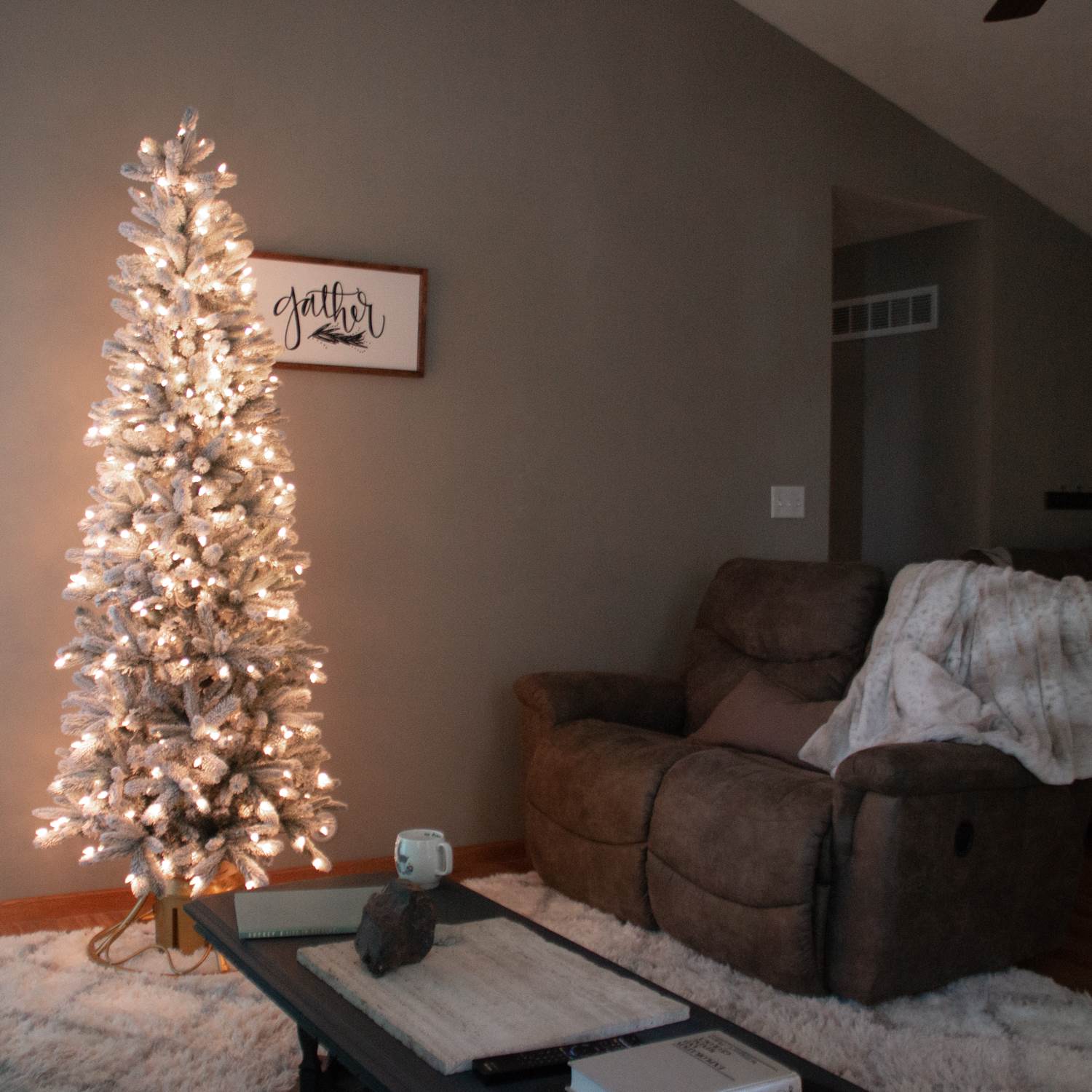 Home Heritage 7 Foot Frosted Alpine Quick Set Flocked Christmas Tree