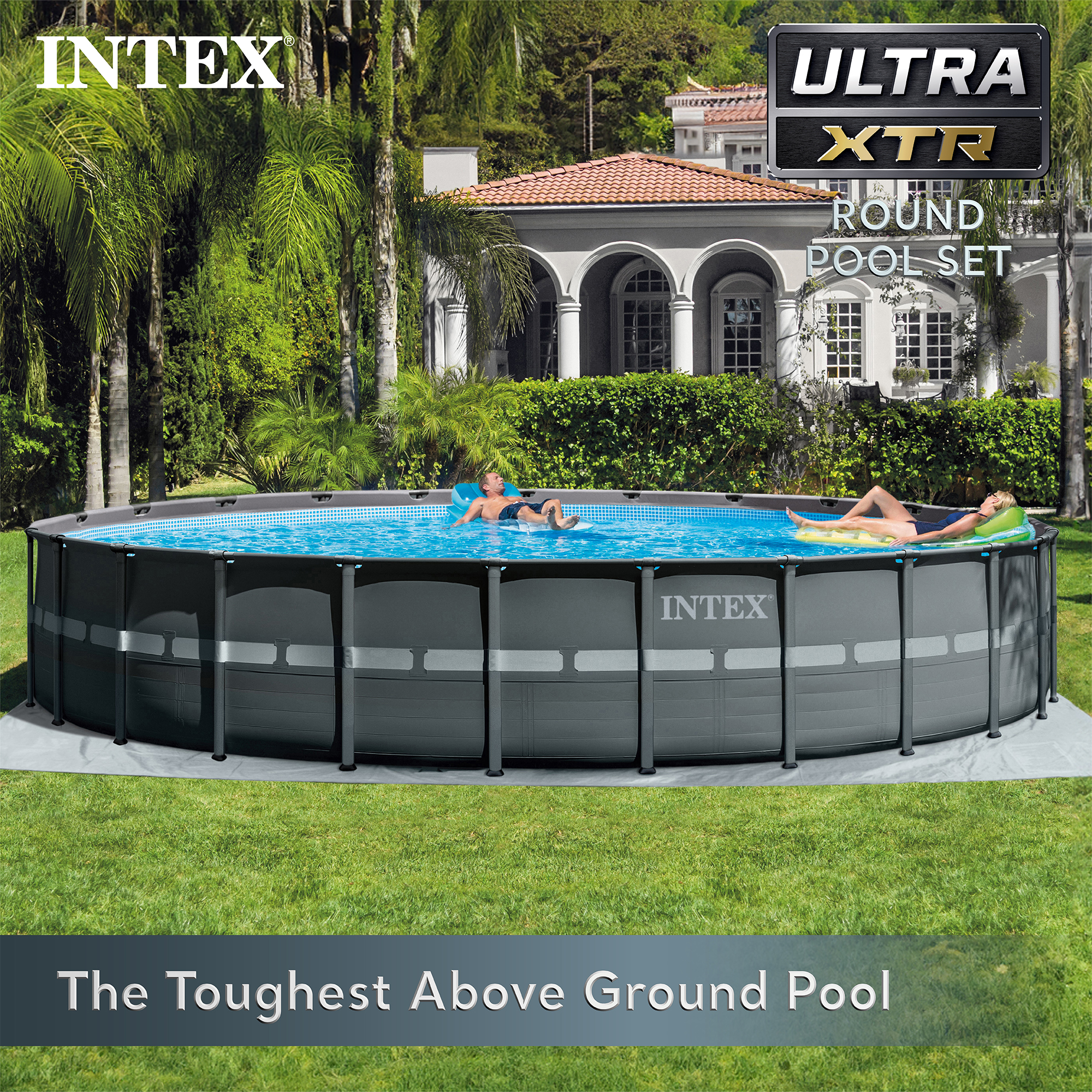 Intex 16' X 32' X 52" Ultra XTR Rectangular Above Ground Pool – 26373EH – Filter, Ladder, Mat Included