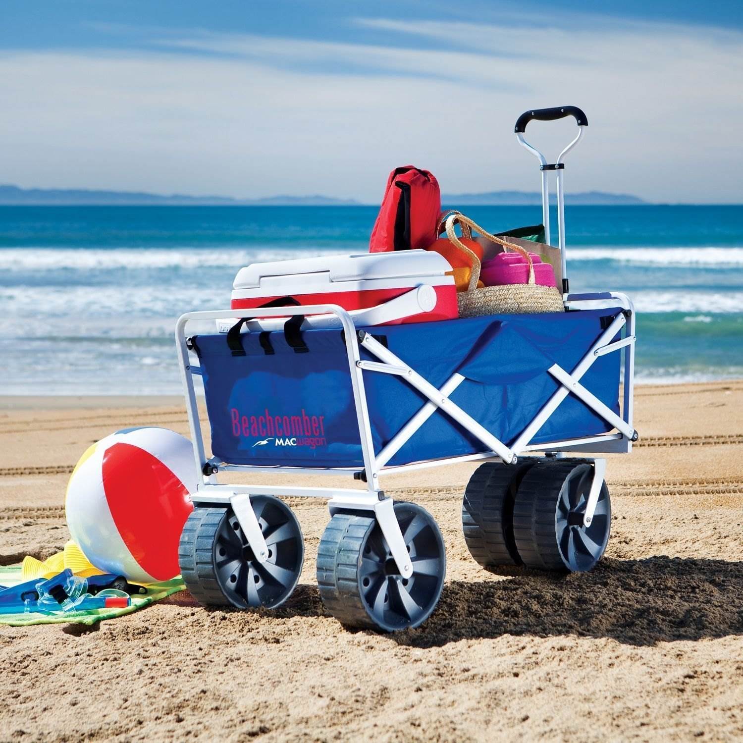 Mac Sports Collapsible Folding All Terrain Beach Utility Wagon Cart (2 ...