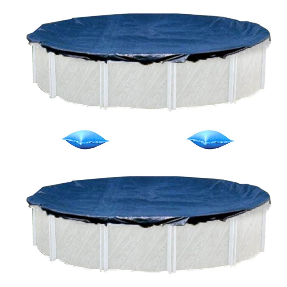 Swimline 24 Ft Above Ground Pool Winter Cover (2 Pack) & Air Pillows (2