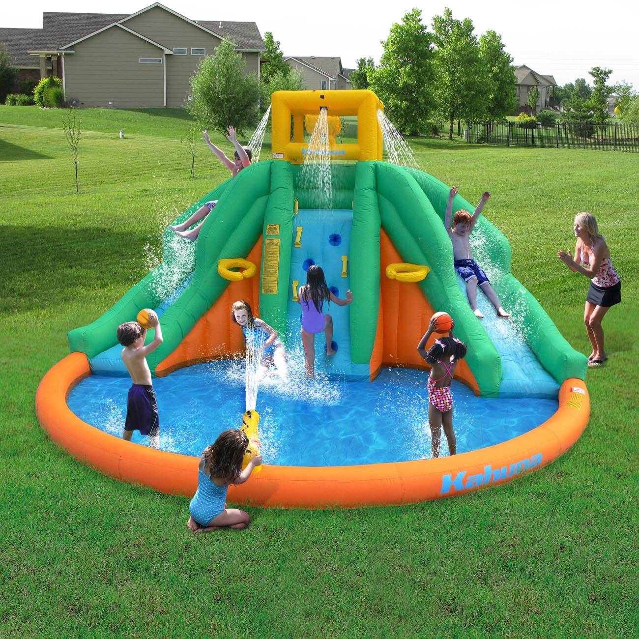 twin peaks kids inflatable splash pool backyard water slide park