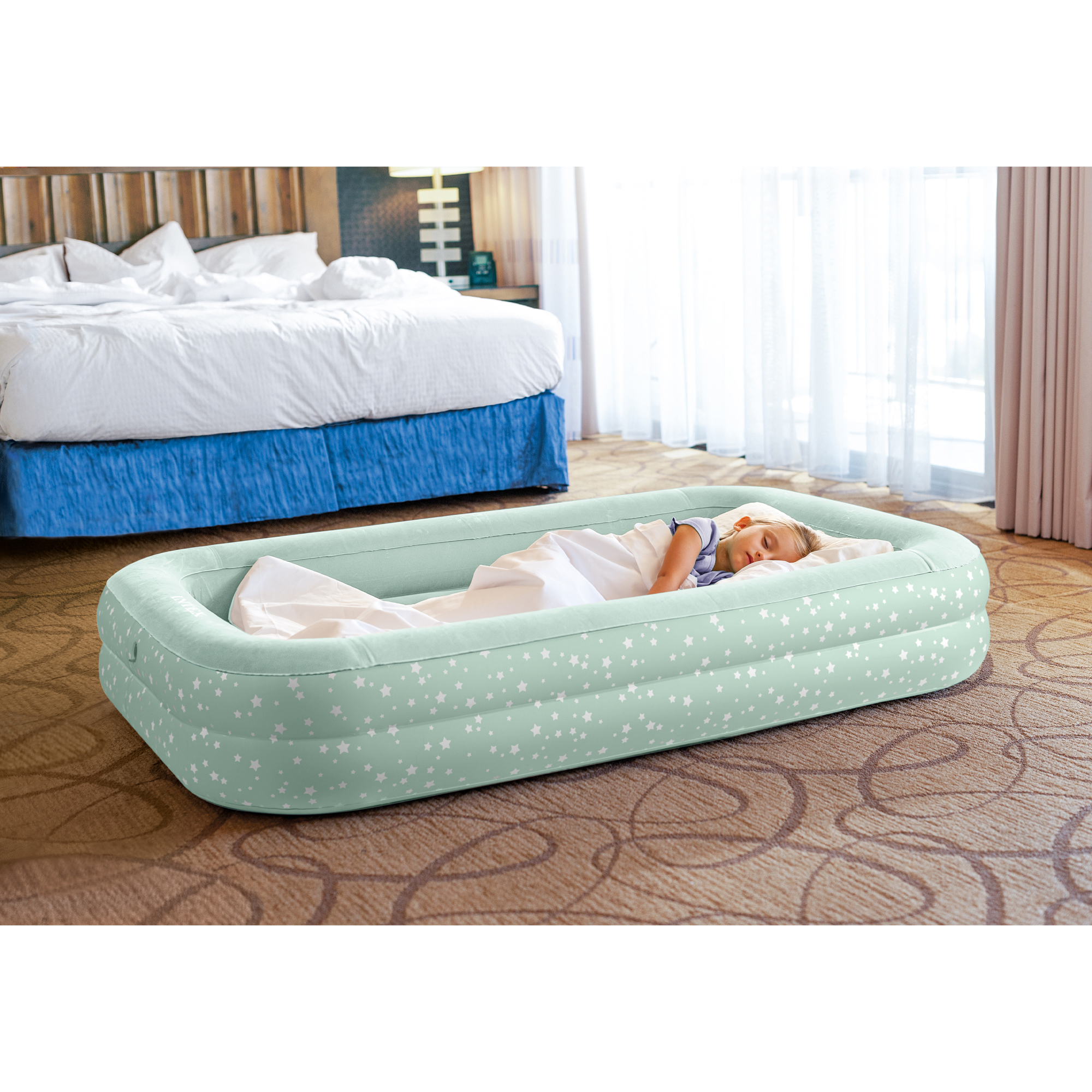 Intex Kids Travel Air Mattress Inflatable Bed with Raised Sides and Hand Pump - Bild 8 von 12