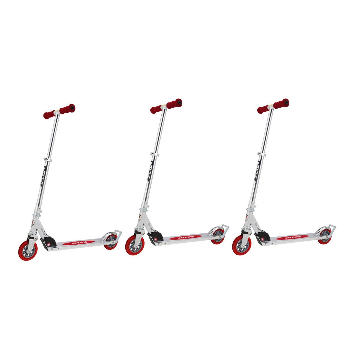 Razor A3 Folding Aluminum Kick Kids Riding Scooter w/ Wheelie Bar, Red