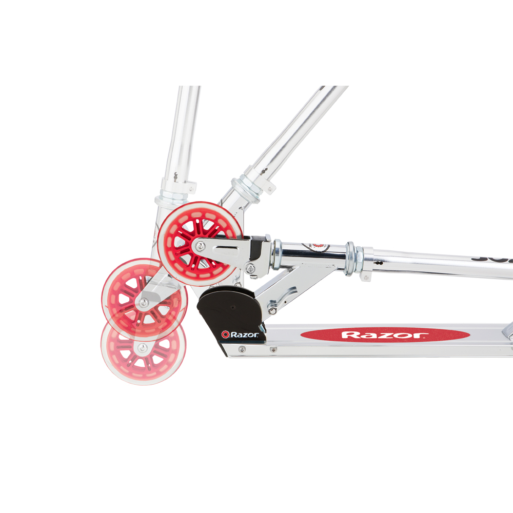 Razor A3 Folding Aluminum Kick Kids Riding Scooter w/ Wheelie Bar, Red