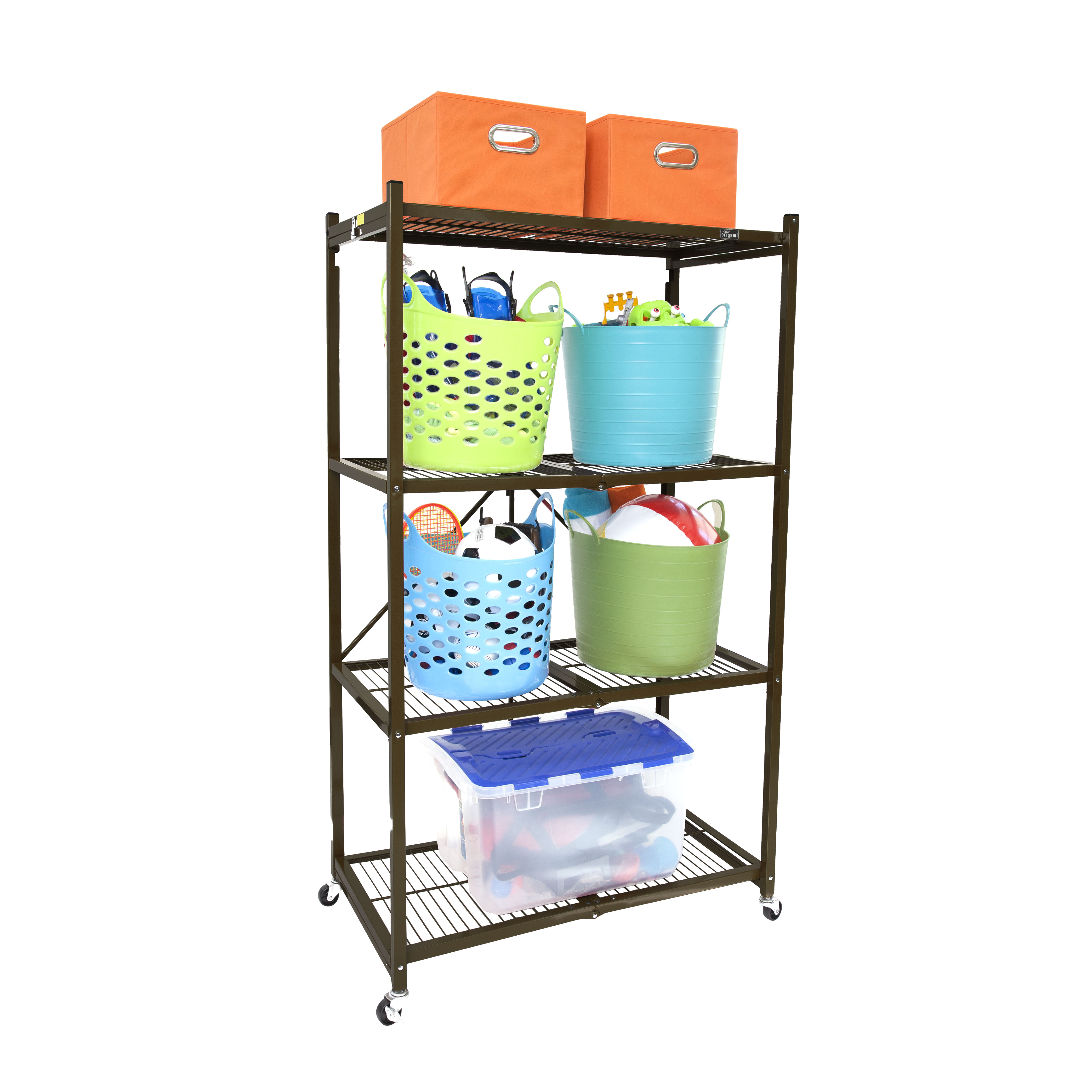 Origami 4 Shelf Large Heavy Duty Indoor Household Storage Rack and Shelf, Bronze eBay