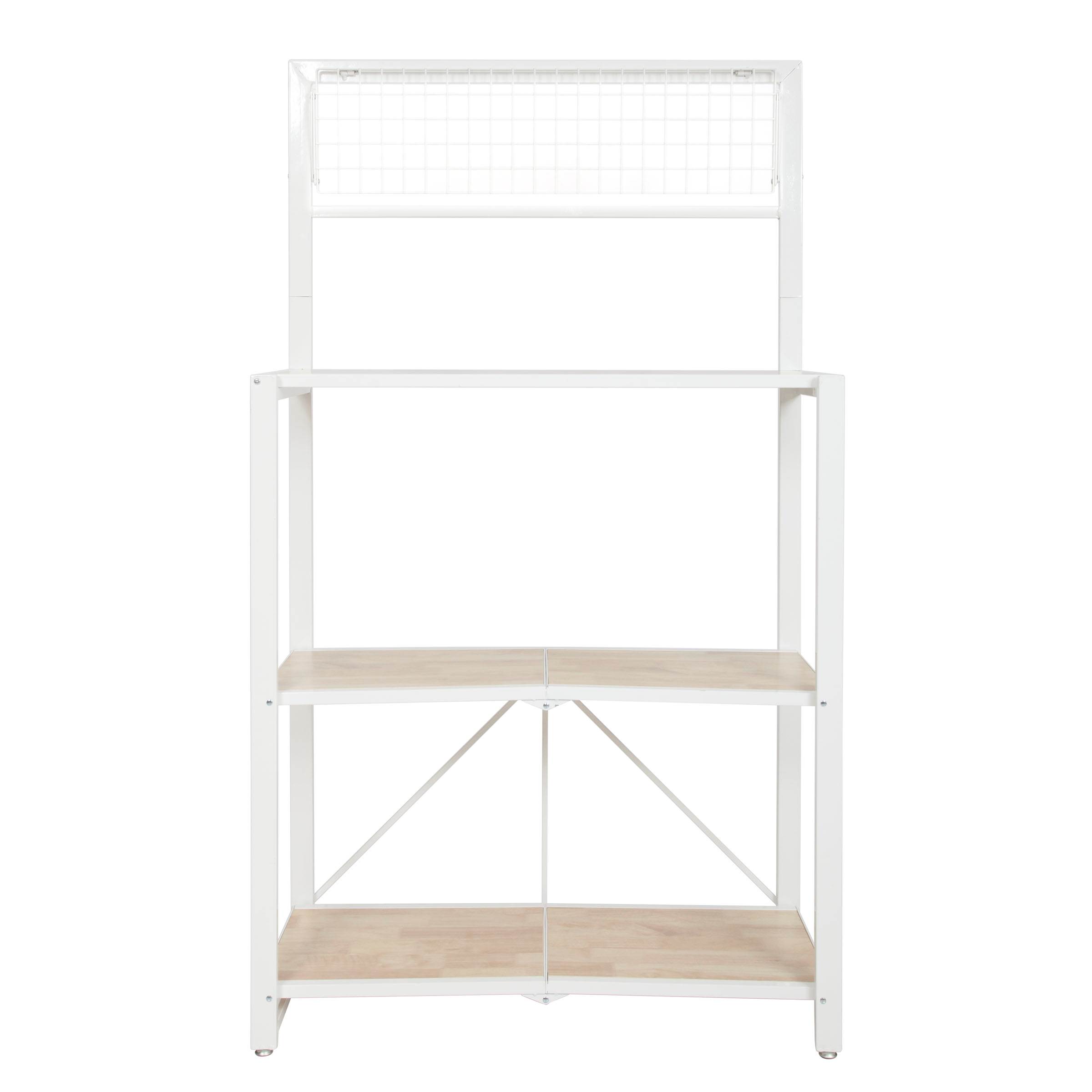 Origami Folding 4Tier Heavy Duty Steel Baker's Rack with Wood Shelf, White 811589026806 eBay