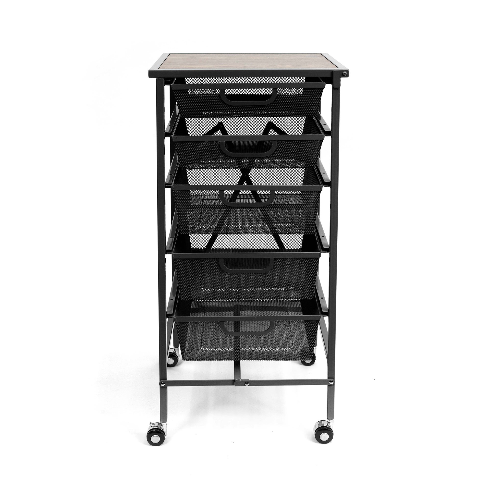 Origami Wheeled Foldable 5 Steel Drawer Storage Caddy Cart ...