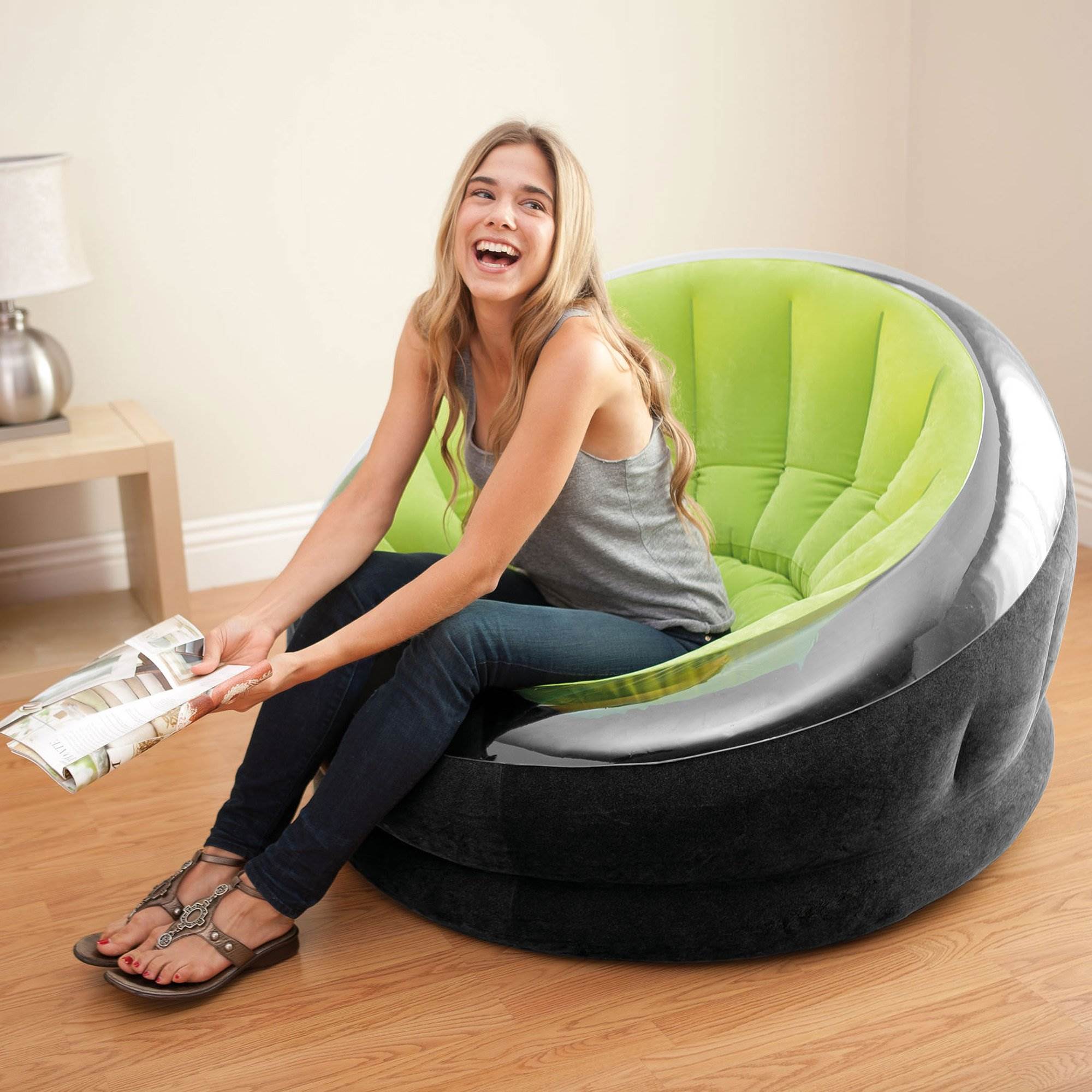 Intex Empire Inflatable Blow Up Lounge Dorm Camping Chair for Adults