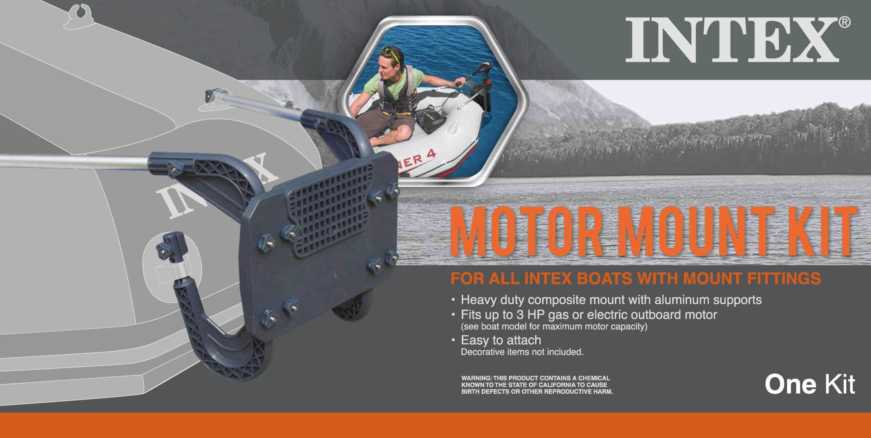 Intex Boat Motor Mount Kit & Inflatable Blow Up Rafting Boat w/ Oars (2