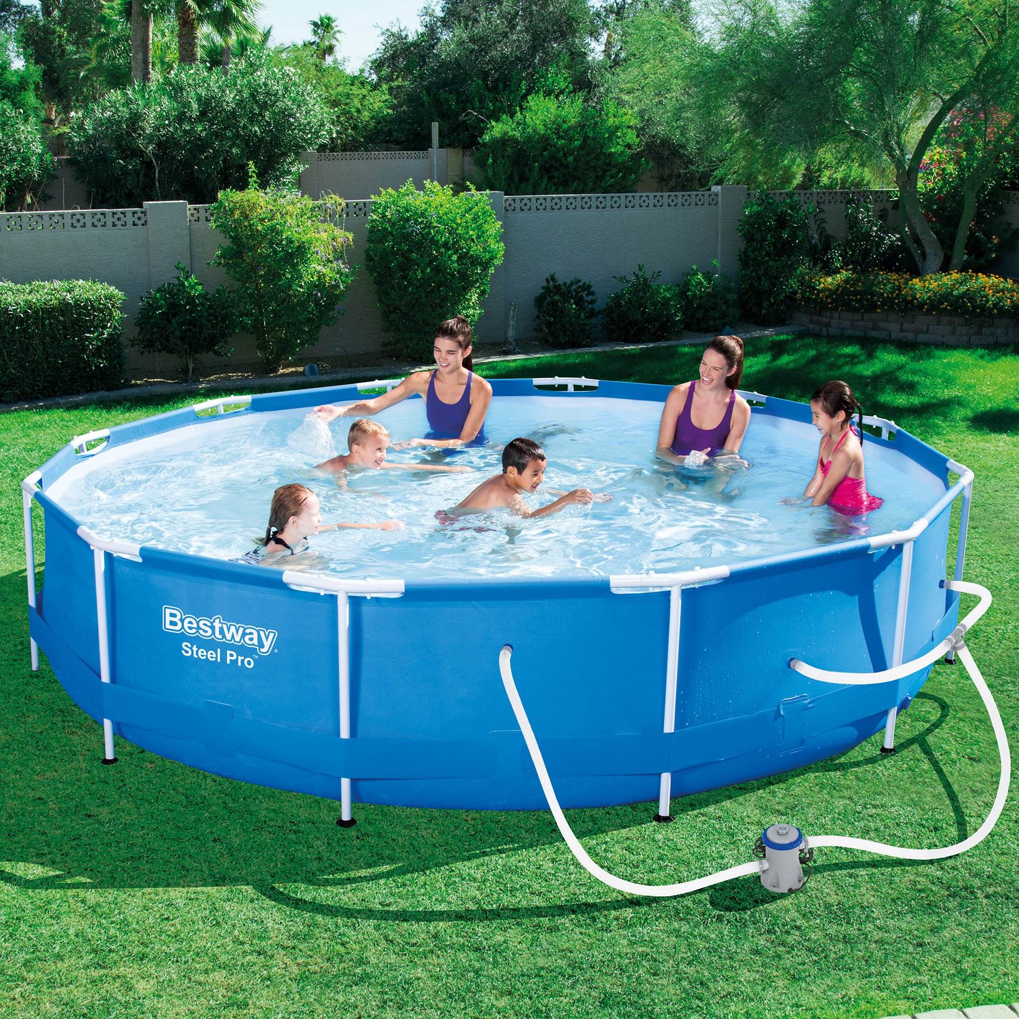 Bestway Steel Pro 12ft x 30in Frame Above Ground Pool Set with Pump and ...