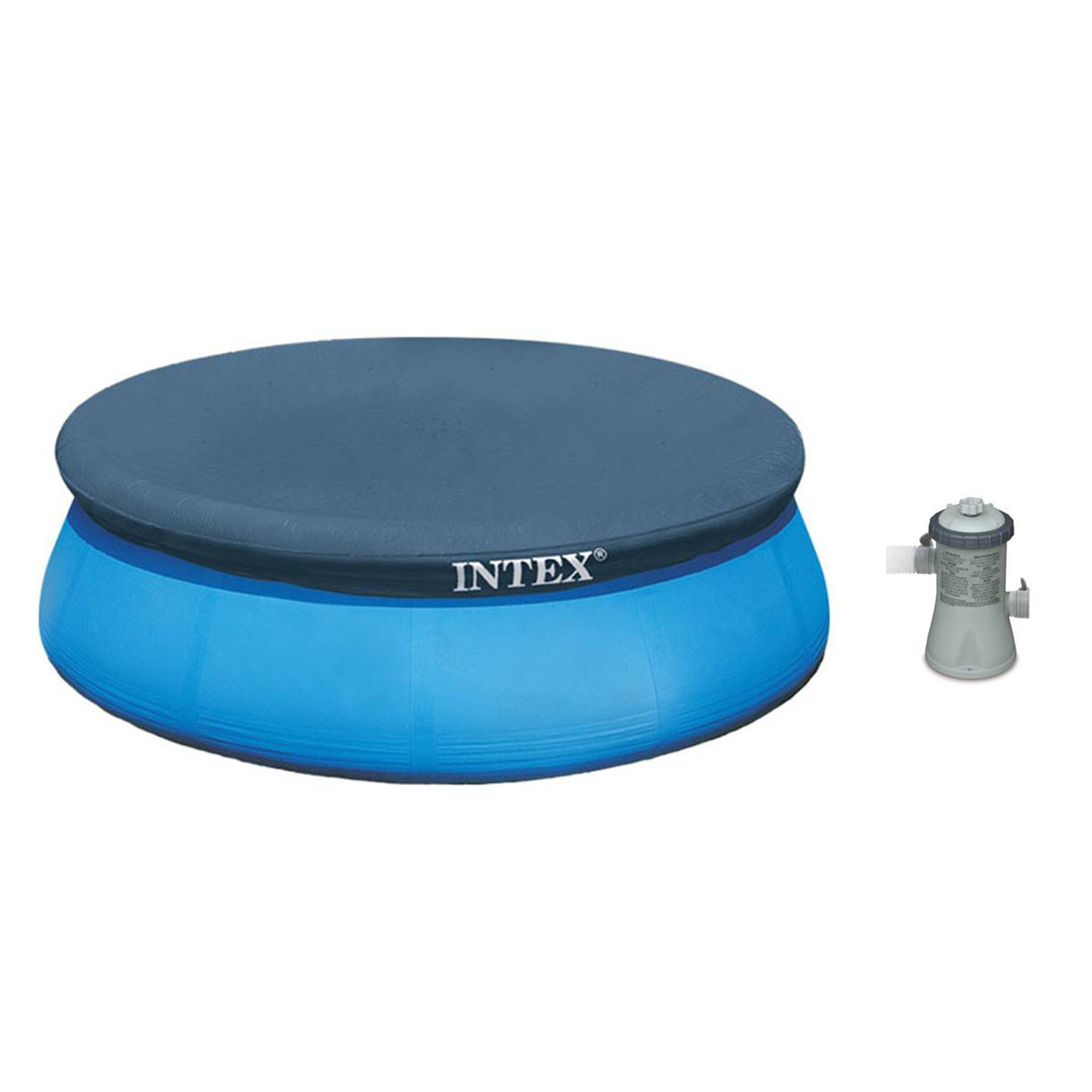 INTEX 8' x 30" Easy Set Inflatable Above Ground Swimming Pool with Pump & Cover - Picture 1 of 10