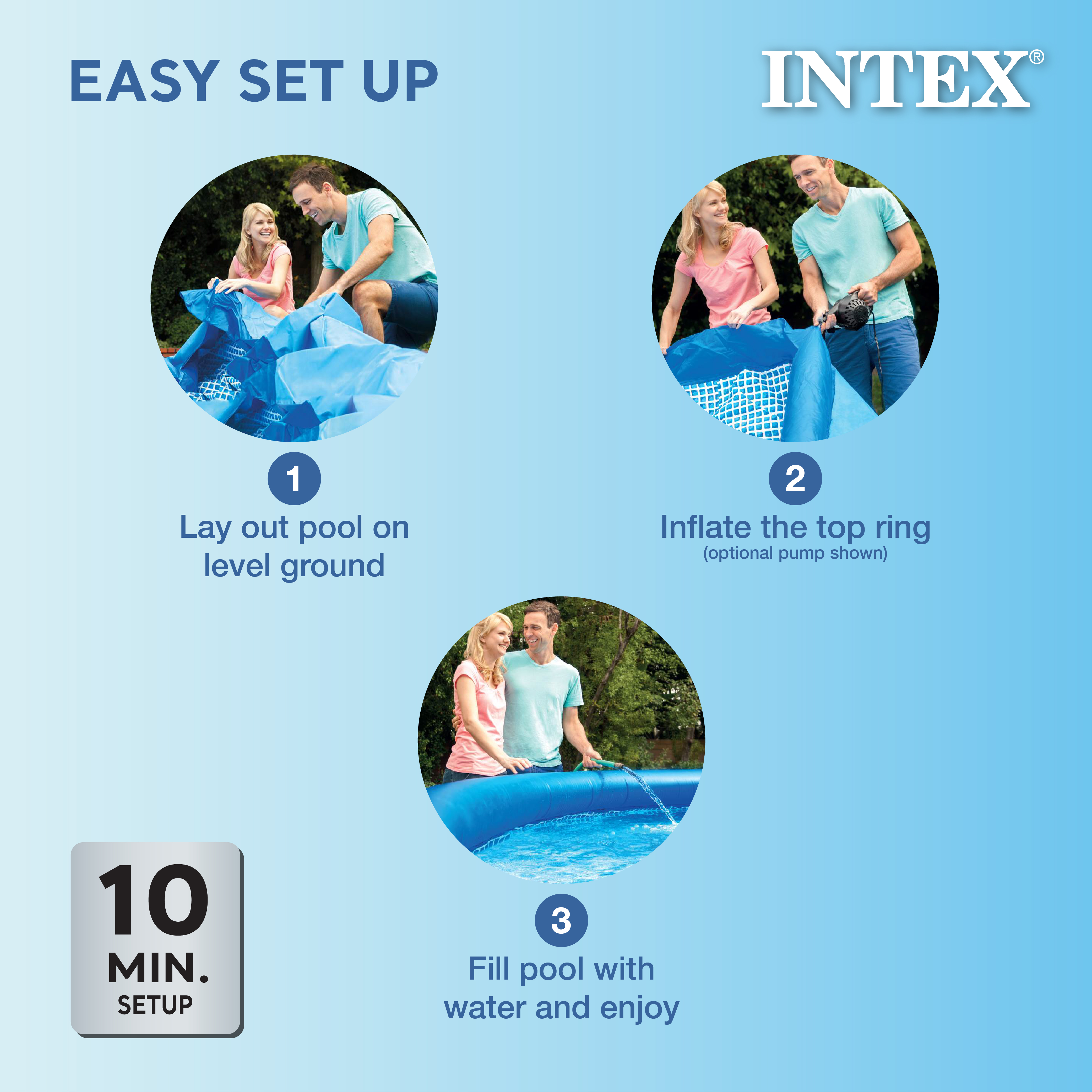 INTEX 8' x 30" Easy Set Inflatable Above Ground Swimming Pool with Pump & Cover - Picture 9 of 10