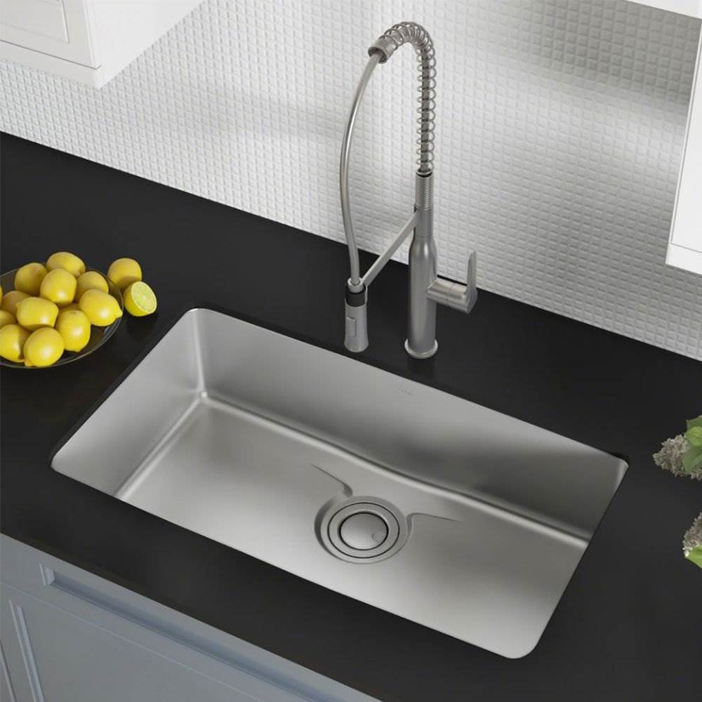 Kraus Dex 33 Inch Undermount Single Bowl Stainless Steel Kitchen Sink