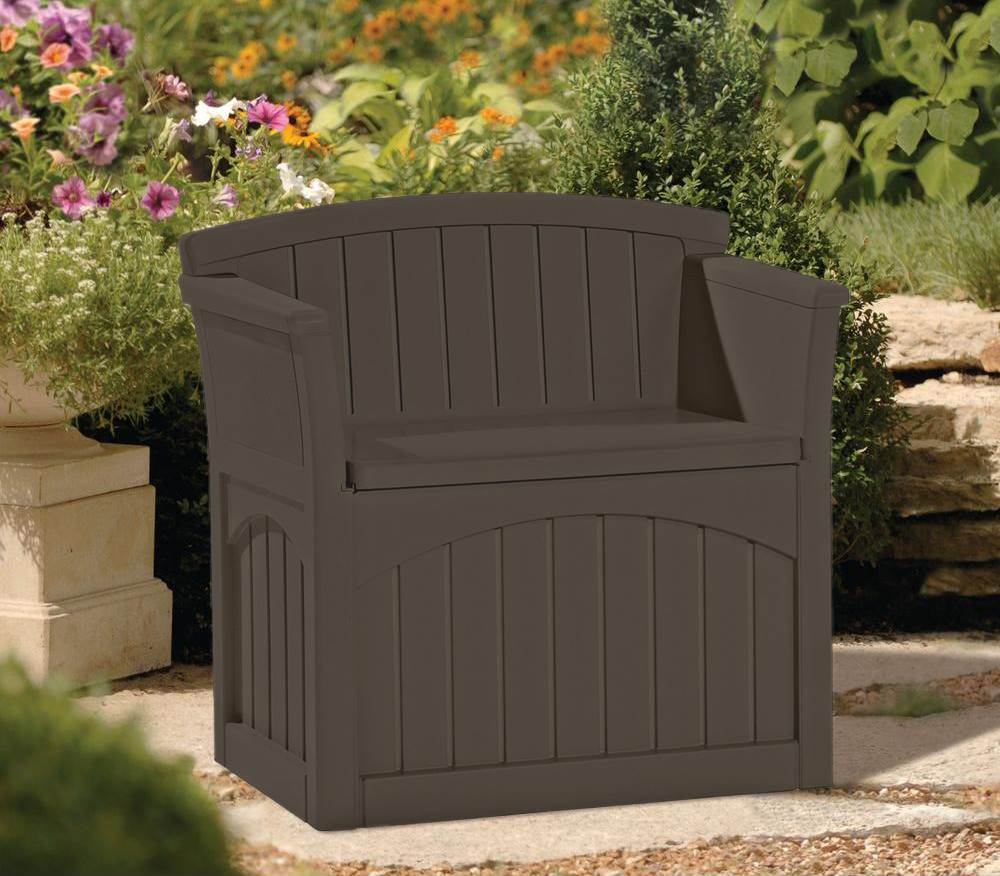 Suncast 31 Gallon Patio Seat Outdoor Storage and Bench Chair, Java (2