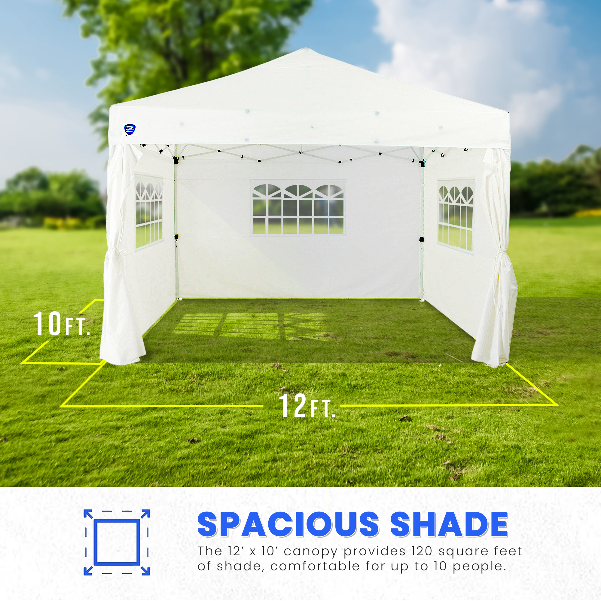 Z Shade Venture 12x10 Lawn & Event Pop Up Canopy, White (Open Box