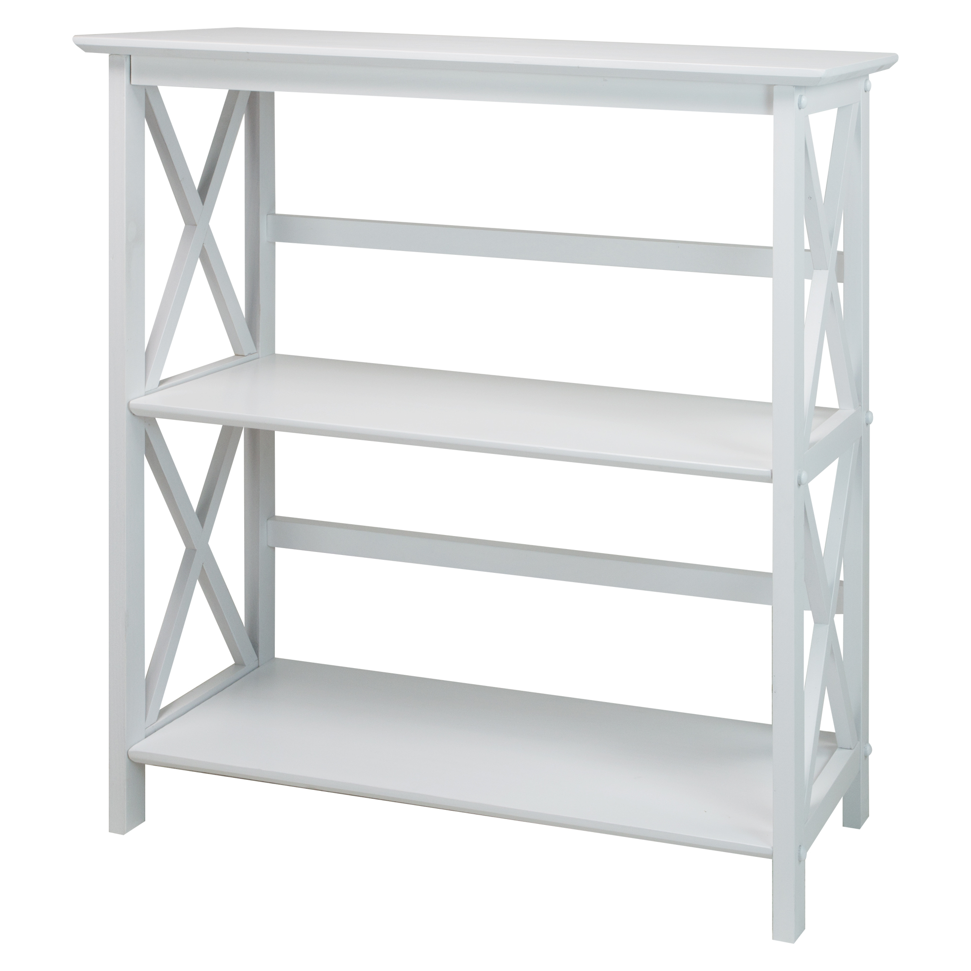 Casual Home Montego 3 Shelf X Design Folding Stackable Wood Bookcase Casual Home Montego 3 Shelf X Design Folding Stackable Wood Bookcase White