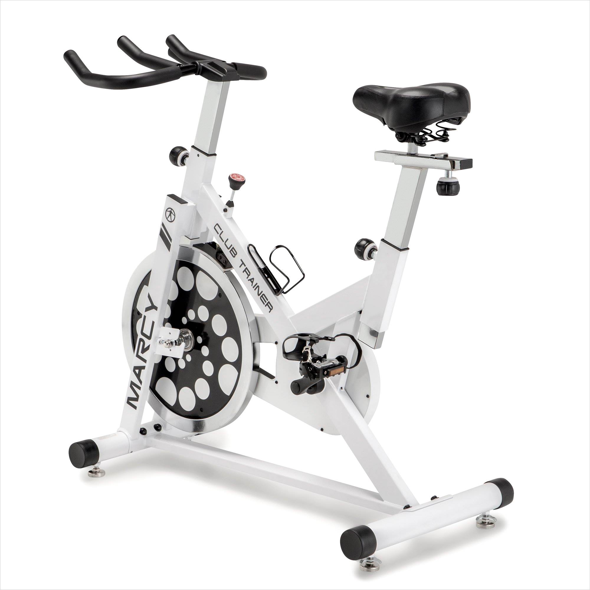 Marcy Club Revolution Home Gym Exercise Bike Trainer, White/Black (For