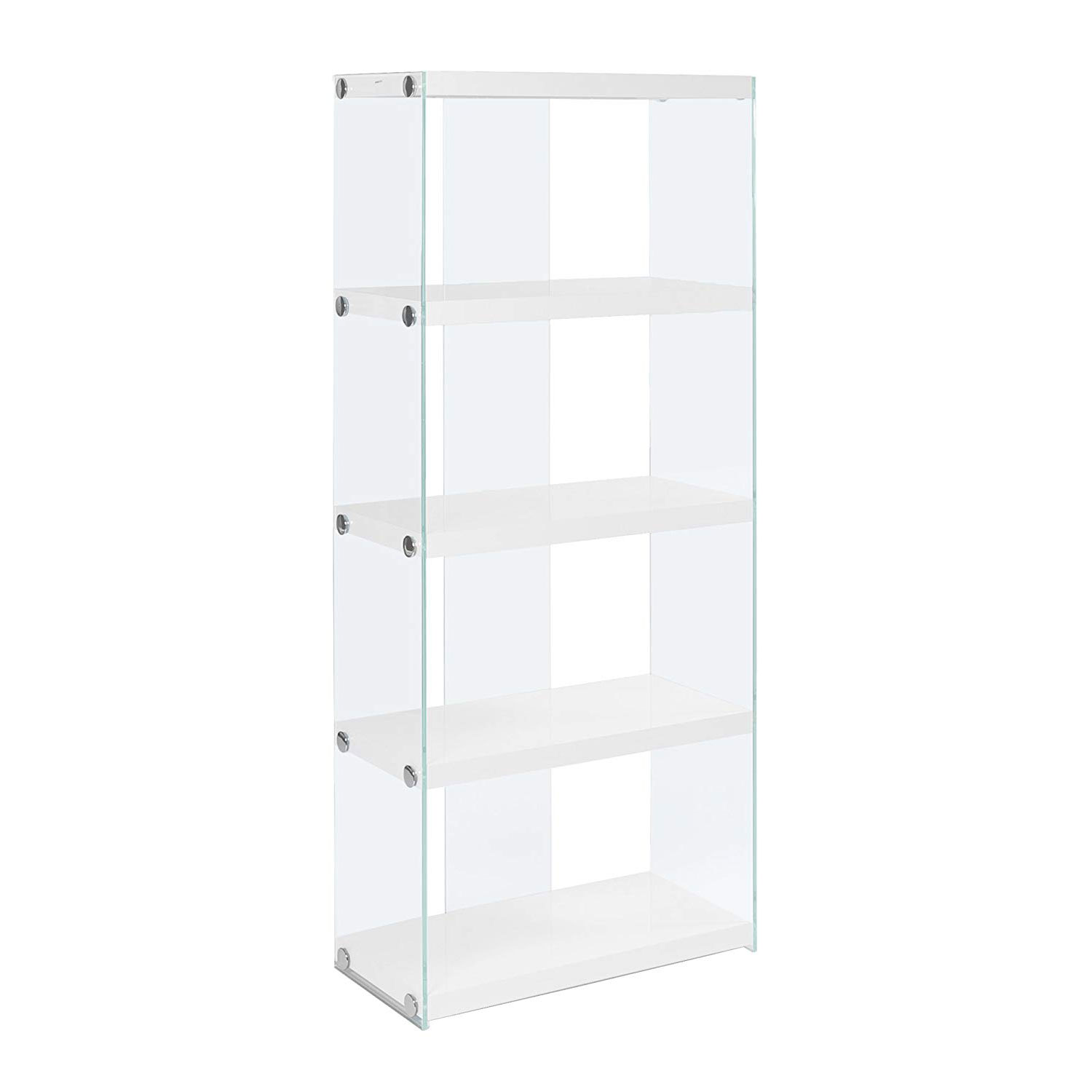 Monarch Specialties Contemporary 4 Shelf Tempered Glass Bookcase Thumbnails To Enlarge