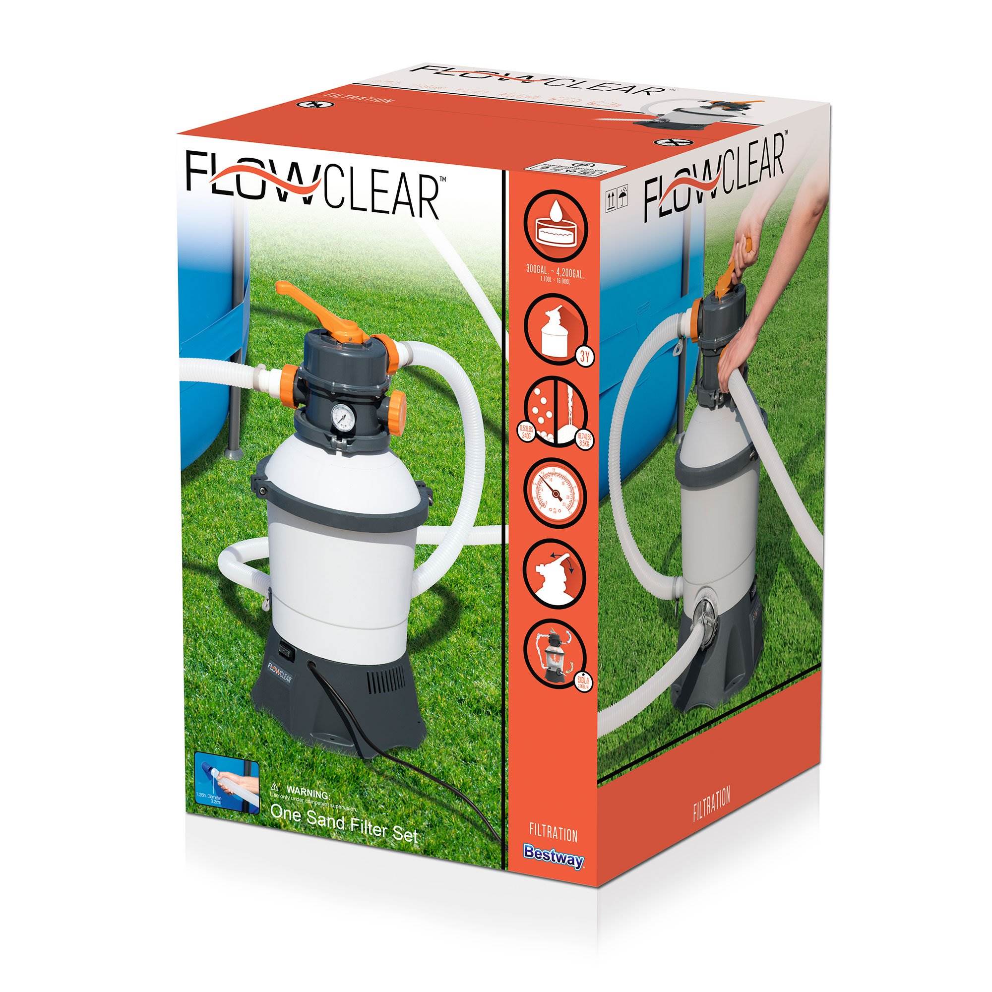 Bestway 58496E Flowclear 1000 GPH Silica & Sand Swimming Pool Filter