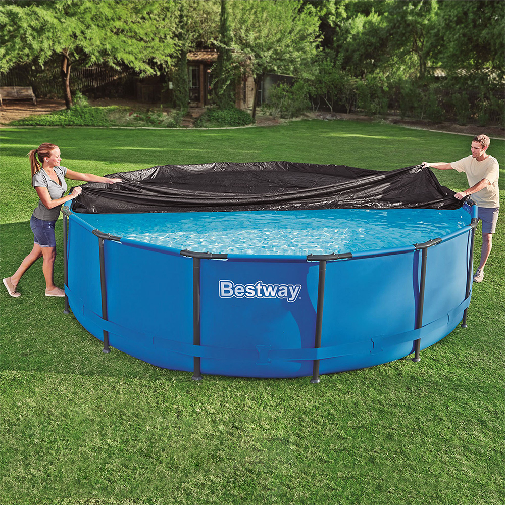 Bestway Flowclear 12' Round Pool Cover for Above Ground Pools (Pool ...