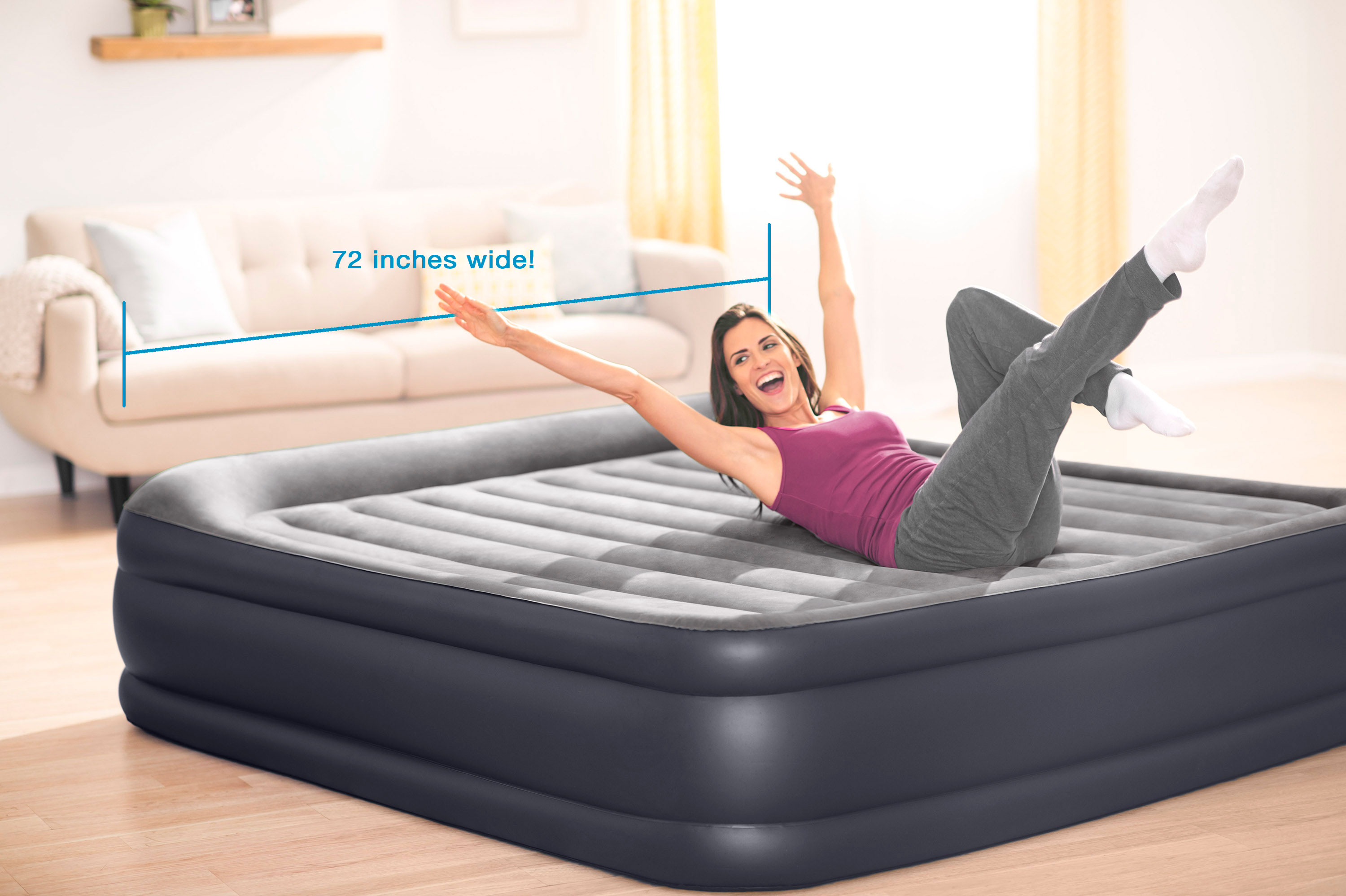 Intex Dura Beam 16.5" Deluxe Inflatable Air Mattress Bed w ...