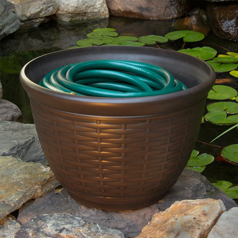 Liberty Garden 100 Foot Wicker High Density Resin Water Hose Storage