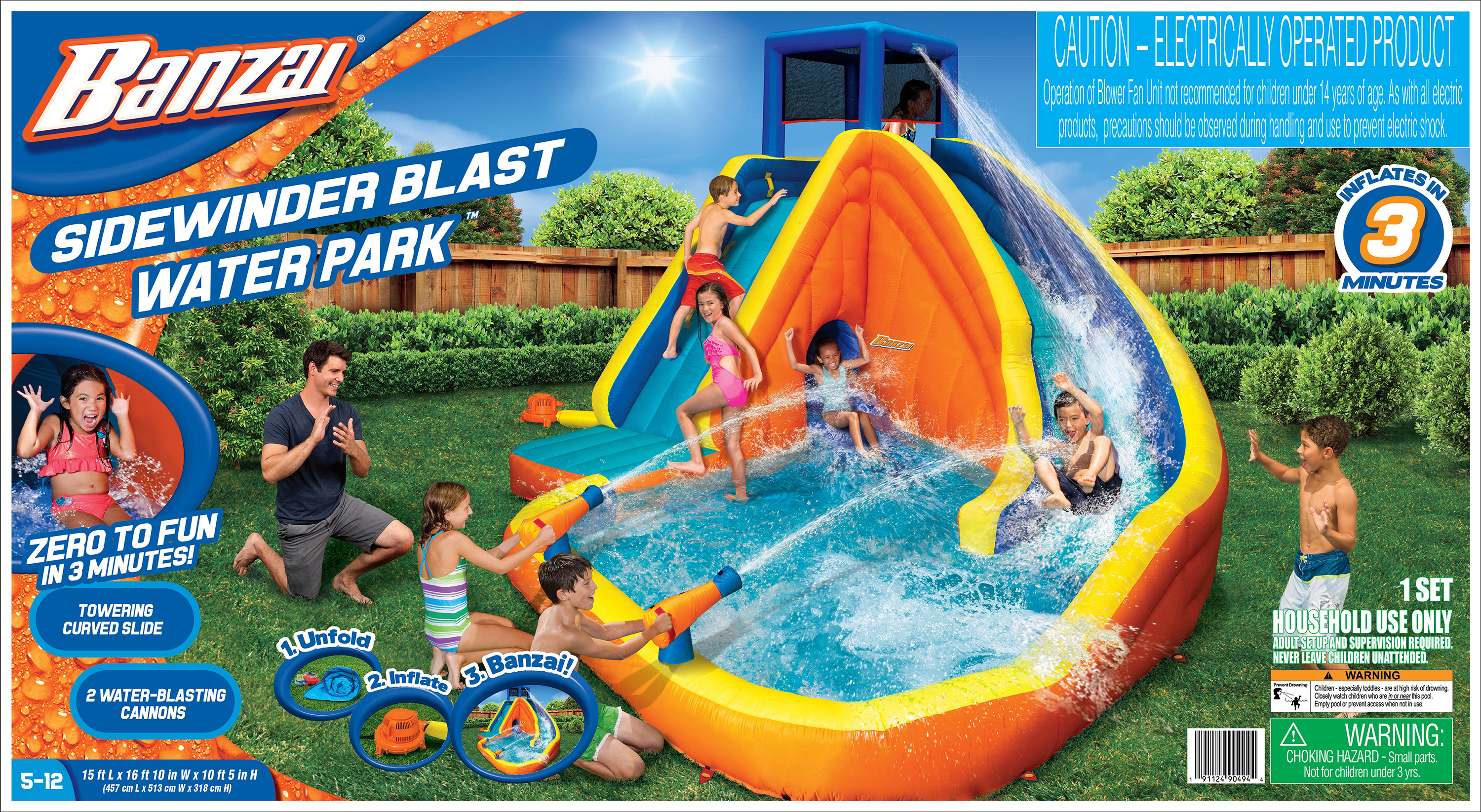 Banzai Sidewinder Falls Inflatable Water Slide With Tunnel Ramp Slide ...