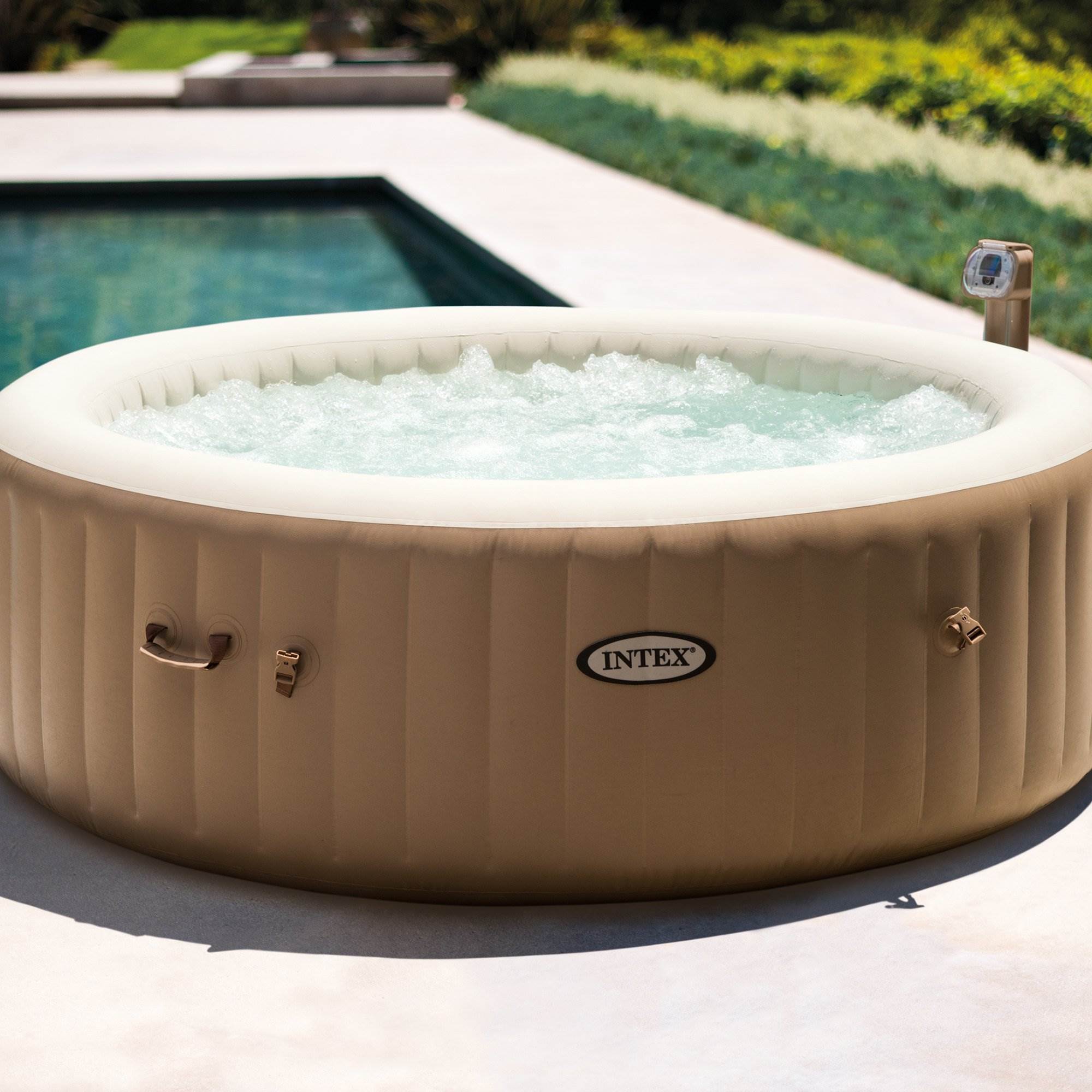 Intex 28407E Pure Spa 4Person Inflatable Heated Hot Tub With Soft Foam