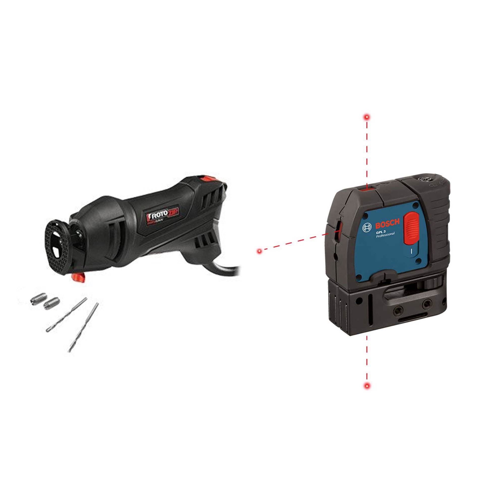 RotoZip 5.5 Amp RotoSaw & Bosch 3 Point Alignment Laser (Certified