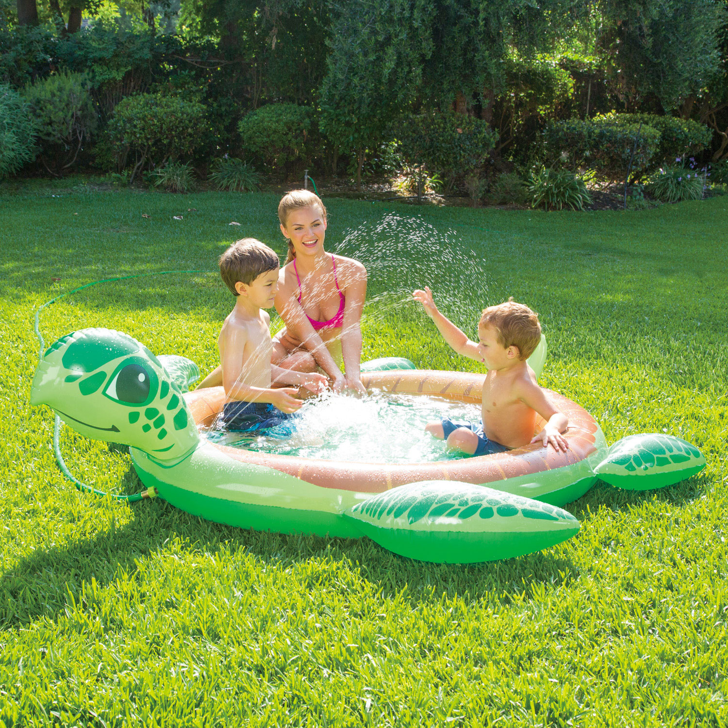 Summer Waves Inflatable Turtle Baby Pool with Water