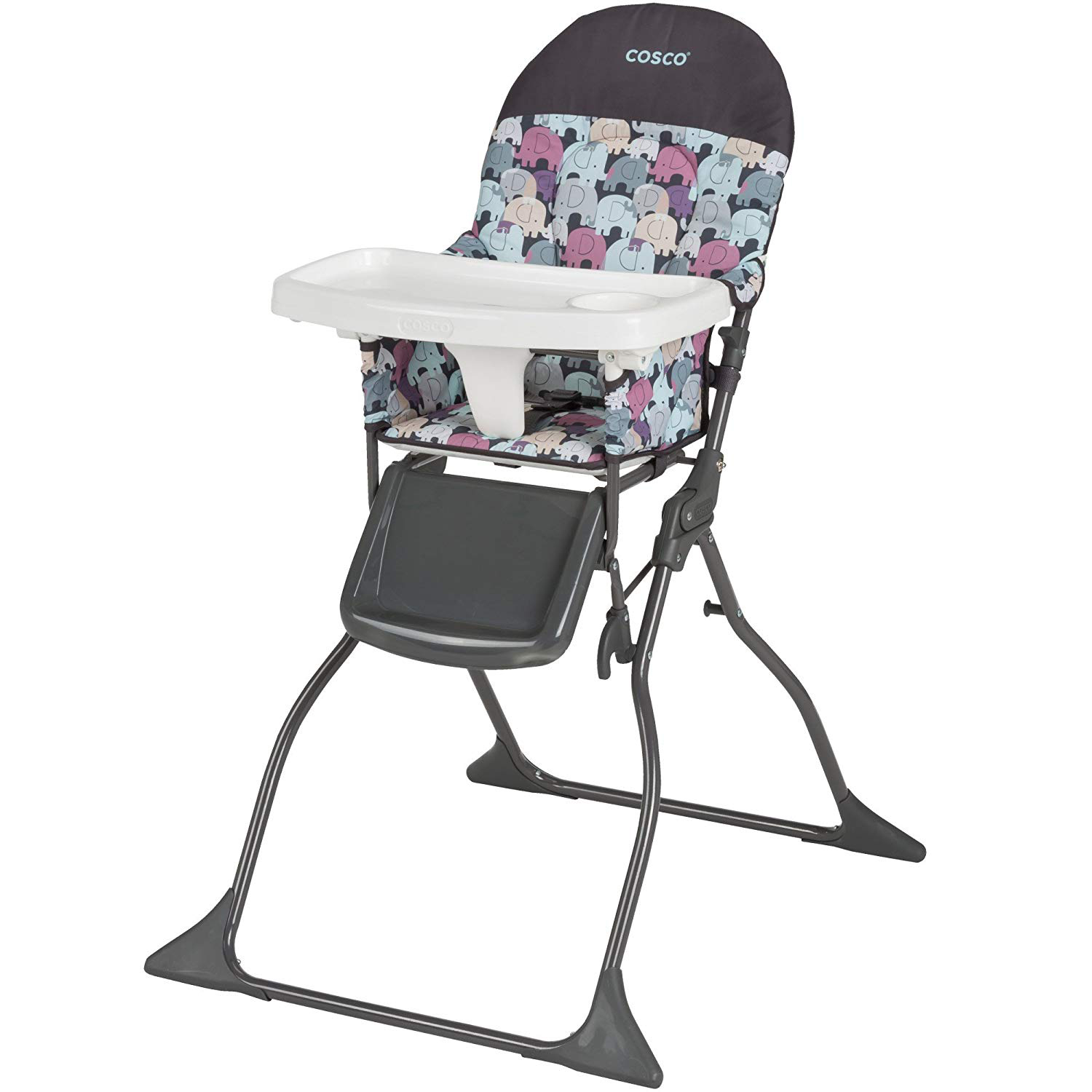 Cosco Simple Fold Full Size High Chair with Adjustable Tray, Elephant