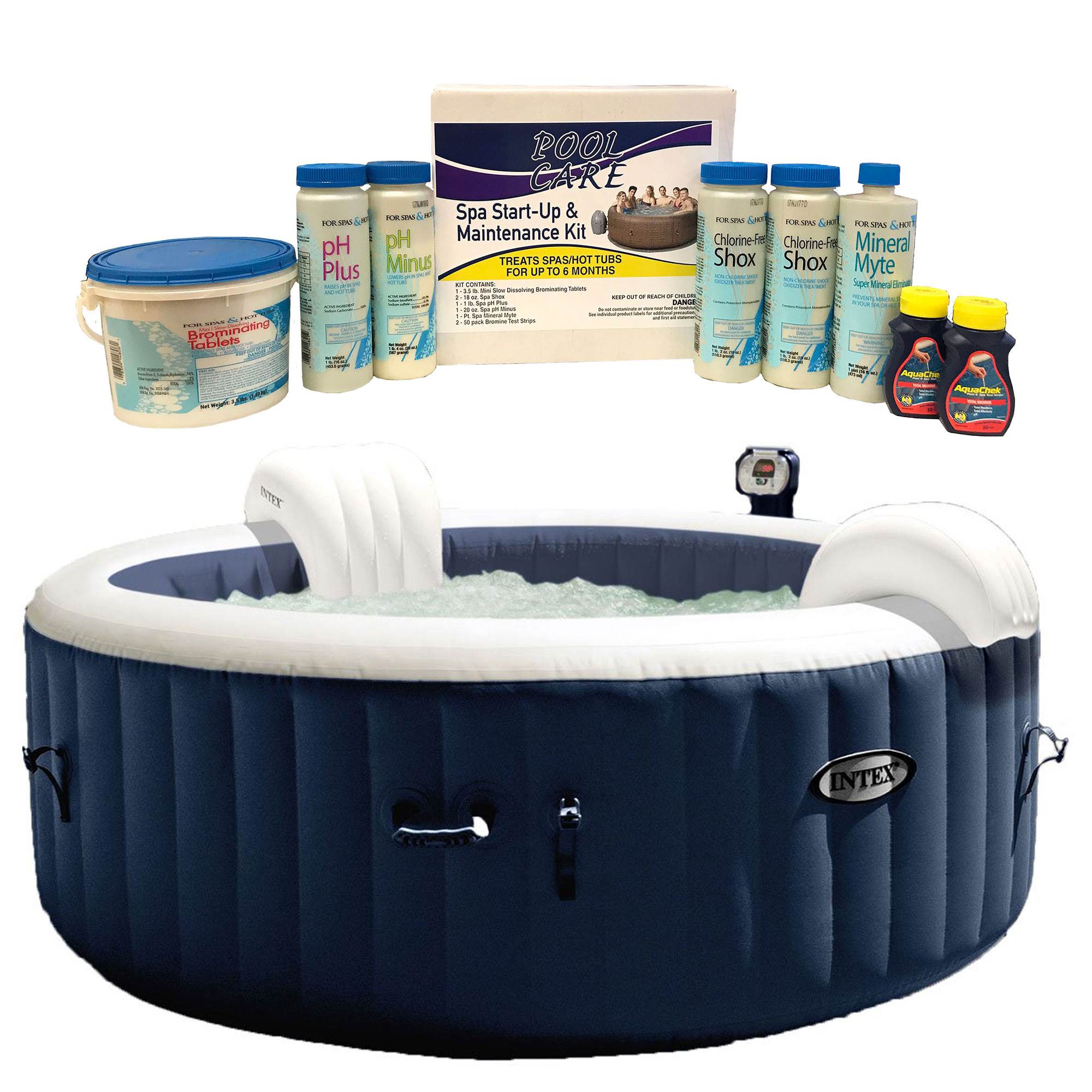 Intex Pure Spa 6 Person Inflatable Hot Tub And Qualco Home 6 Month Chemical Kit Ebay