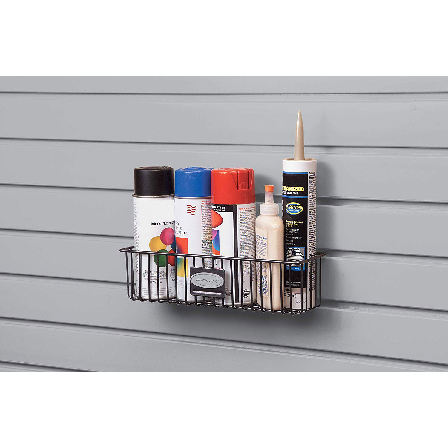 Suncast Storage Trends 3" x 12" Mounted Metal Wire Shelf Basket, Black