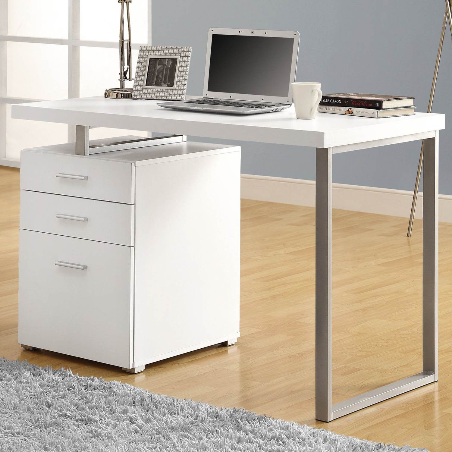 Monarch 48Inch Computer Desk with Filing Drawer, White (Open Box) eBay