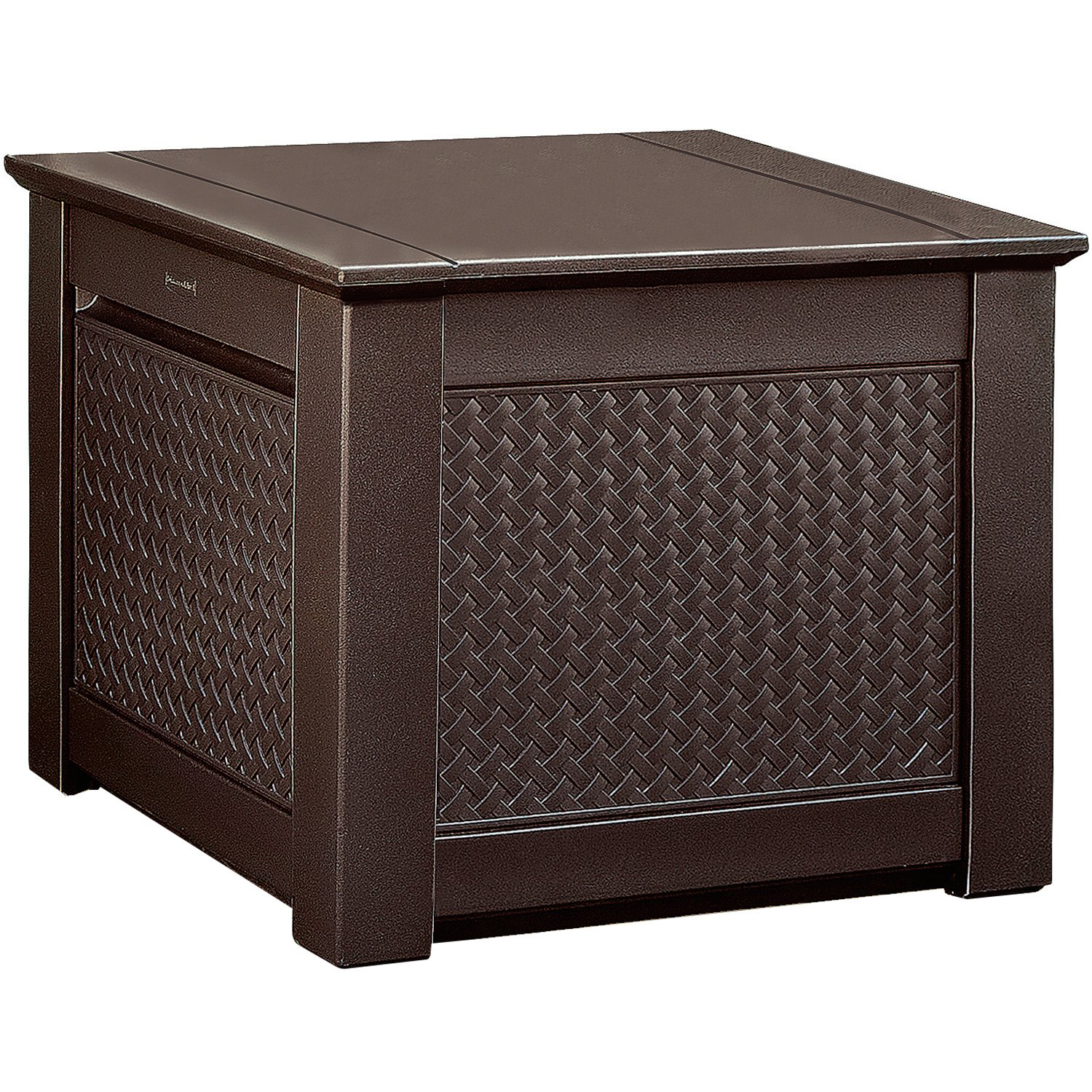 Rubbermaid Wicker Weaved Patio Chic Outdoor Storage Cube Deck Box, Dark