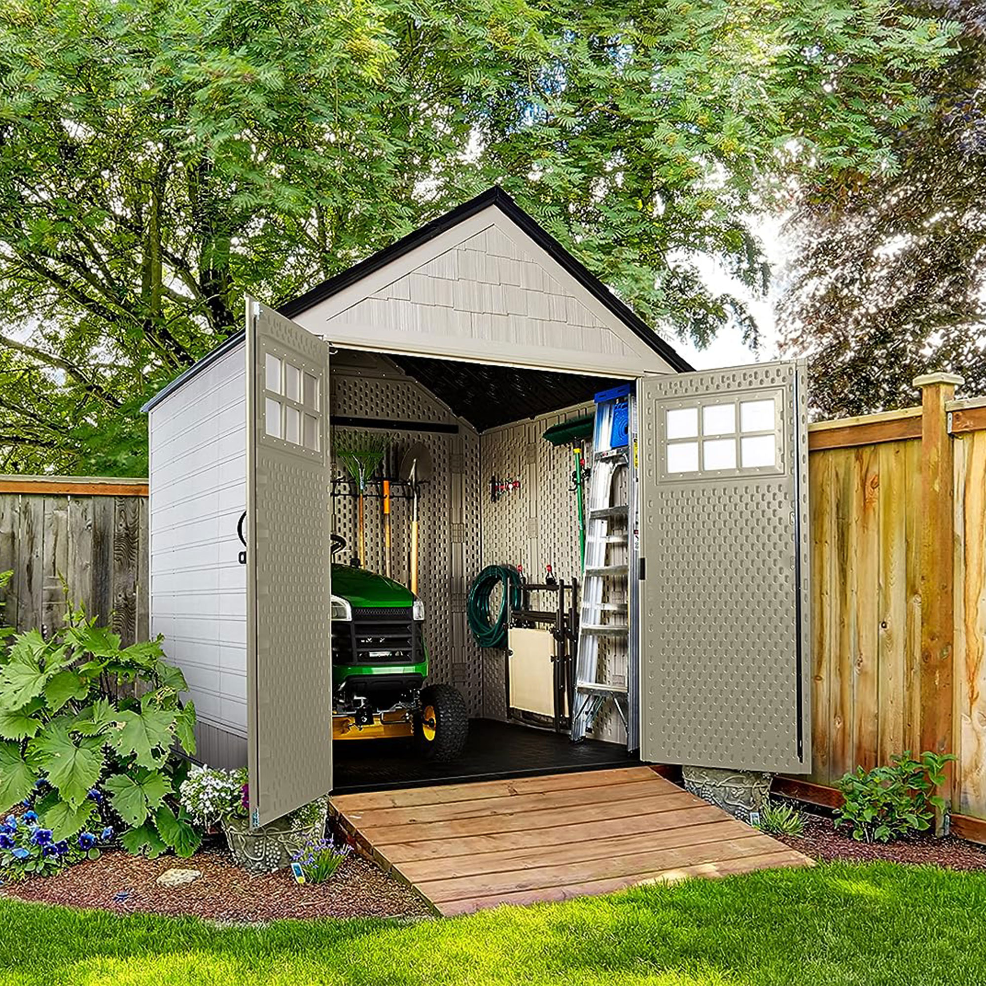 Rubbermaid 7x7 Ft Durable Weatherproof Resin Outdoor Storage Shed