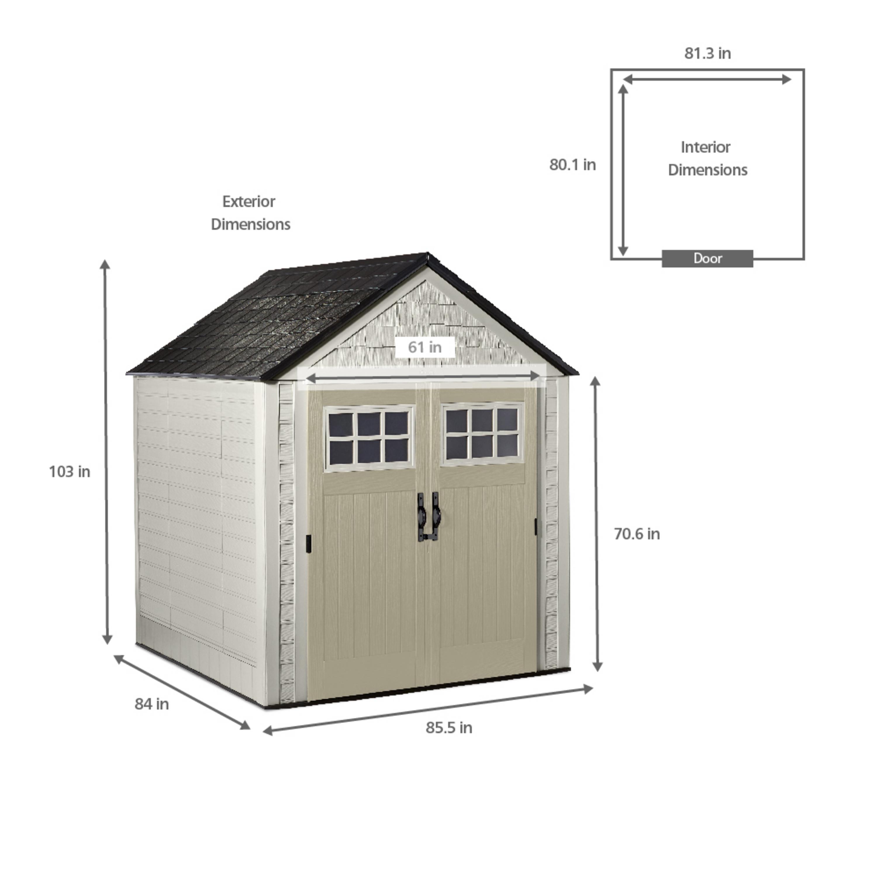 rubbermaid 7x7 ft durable weather resistant resin outdoor