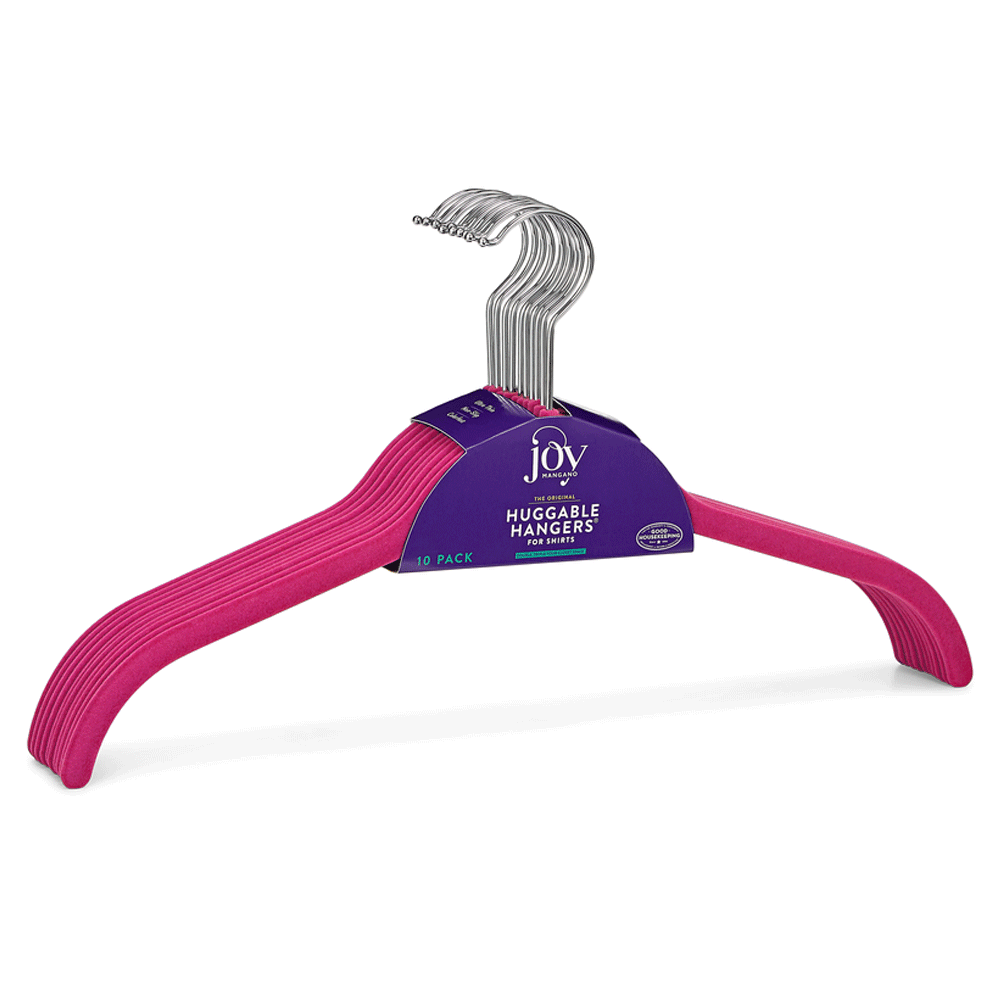 JOY JHR016600 Huggable Hangers Velvety Shirt Hangers 24 Pack, Chrome