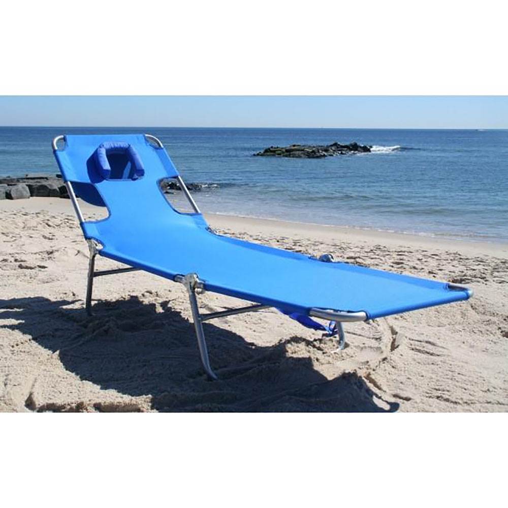 Ostrich Chaise Lounger Face Down Chaise Lounge Beach Chair, Blue (Open